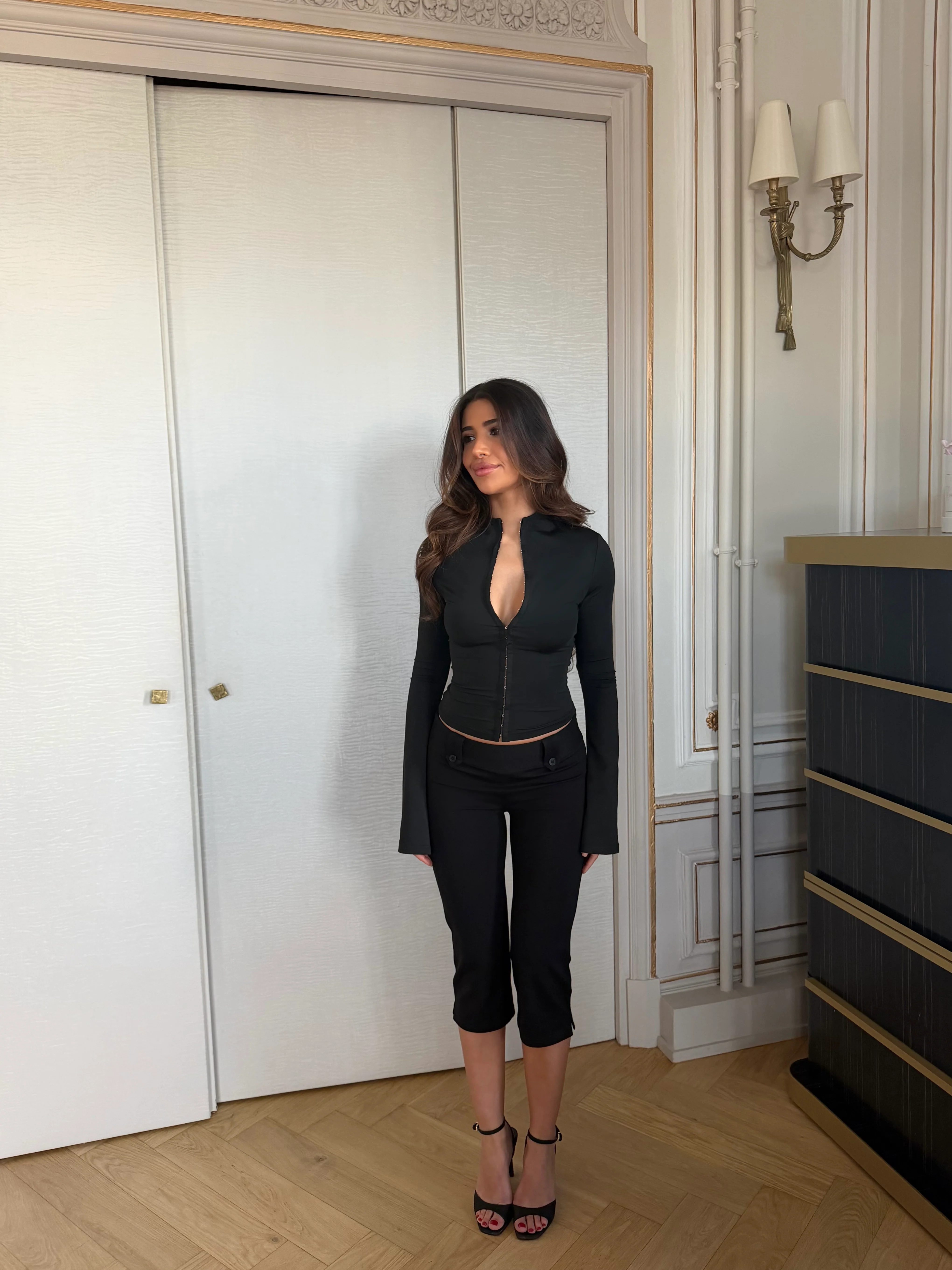 Ava Long Sleeve Top - Schwarz - Image 6