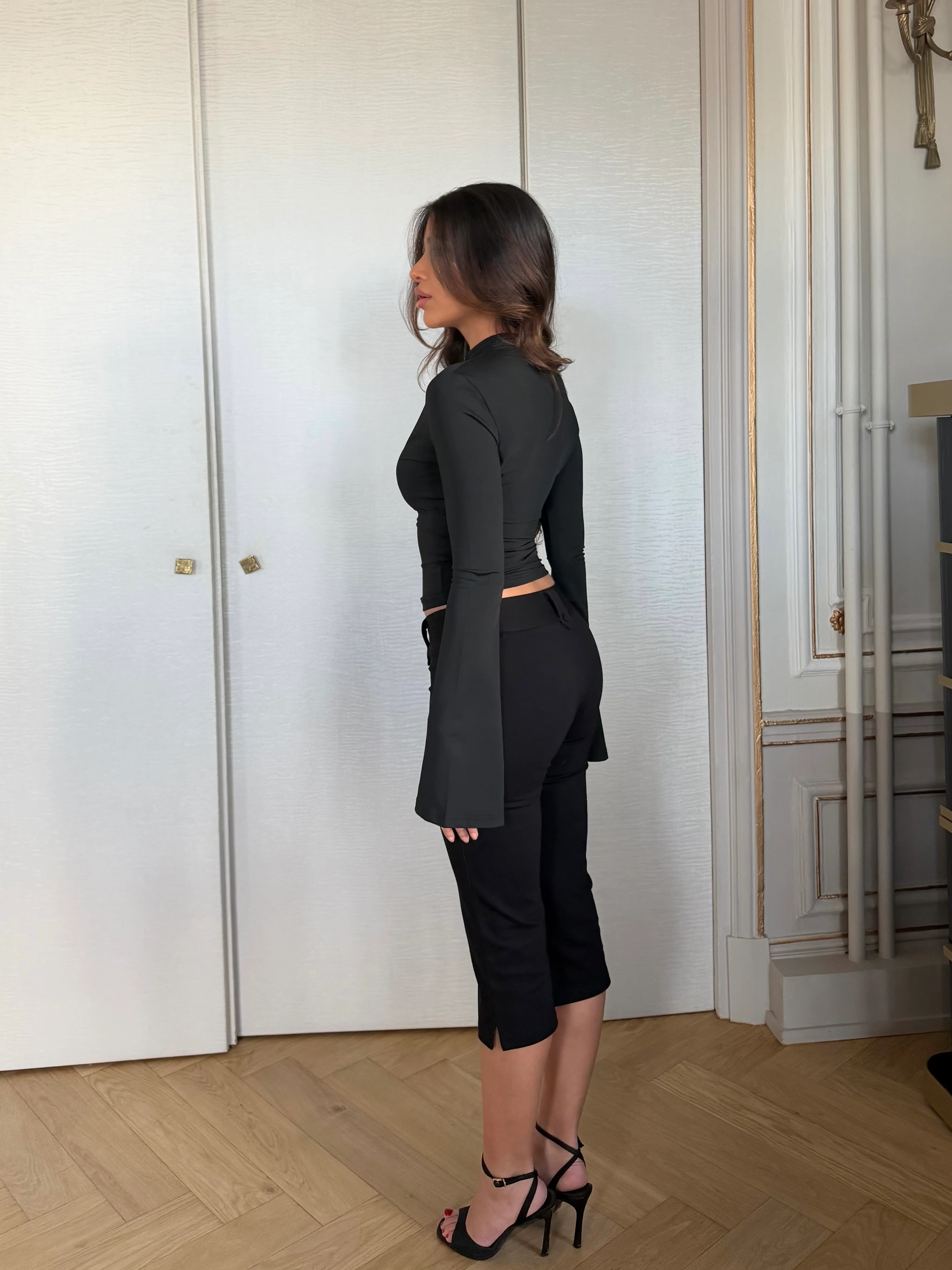 Ava Long Sleeve Top - Schwarz - Image 7