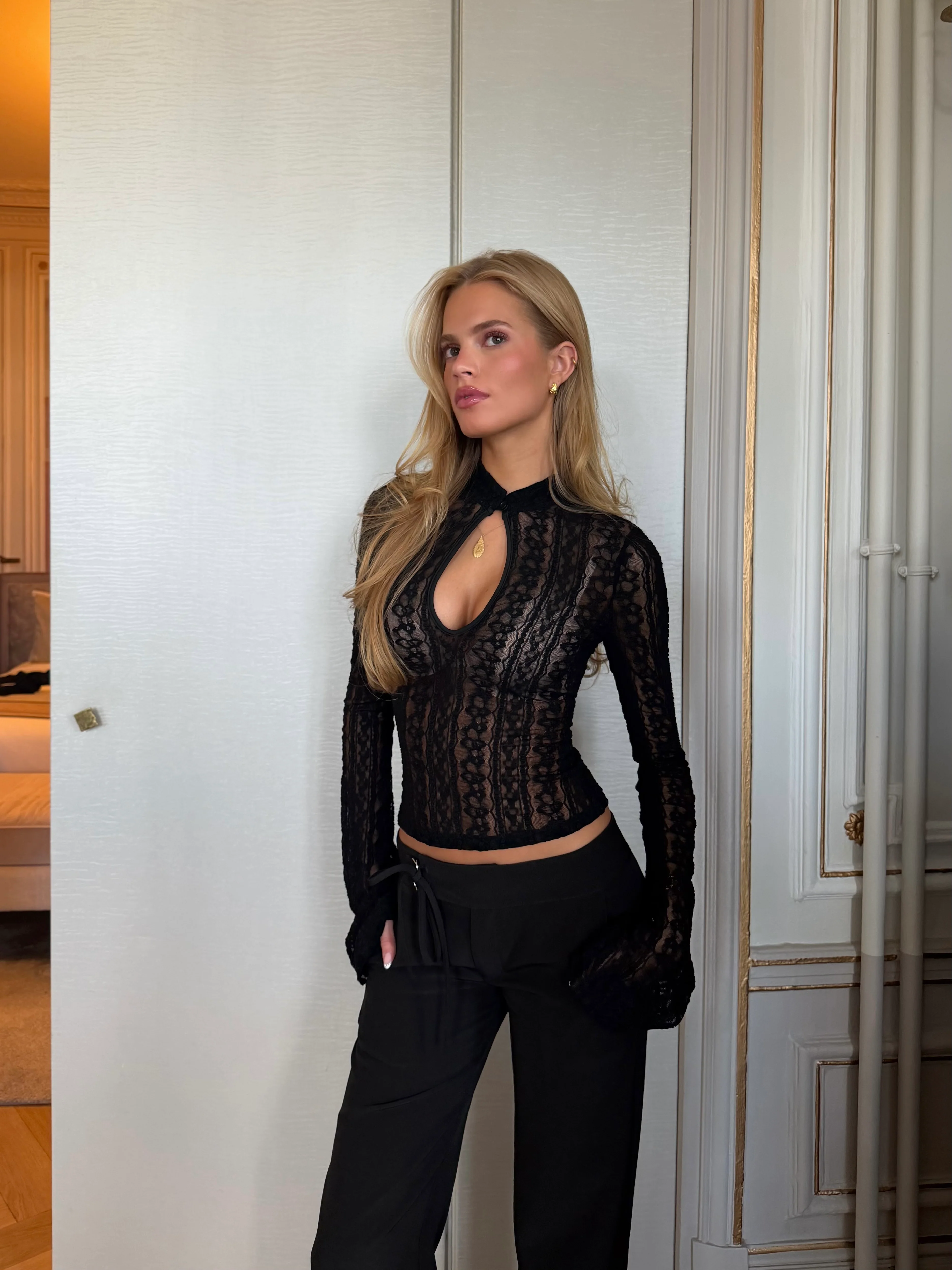 Ayla Lace Top - Schwarz