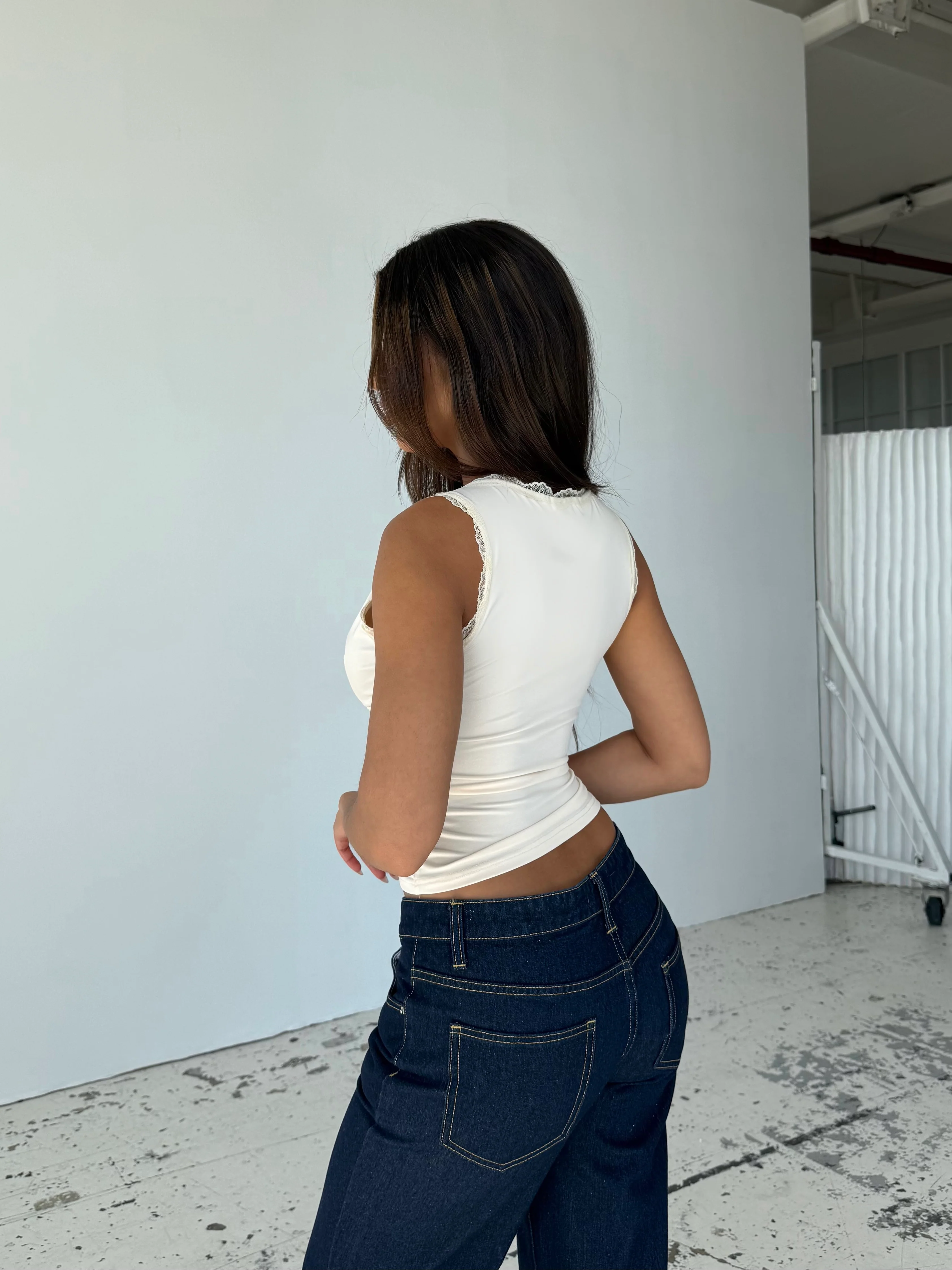 Basic lace top - Creme - Image 2