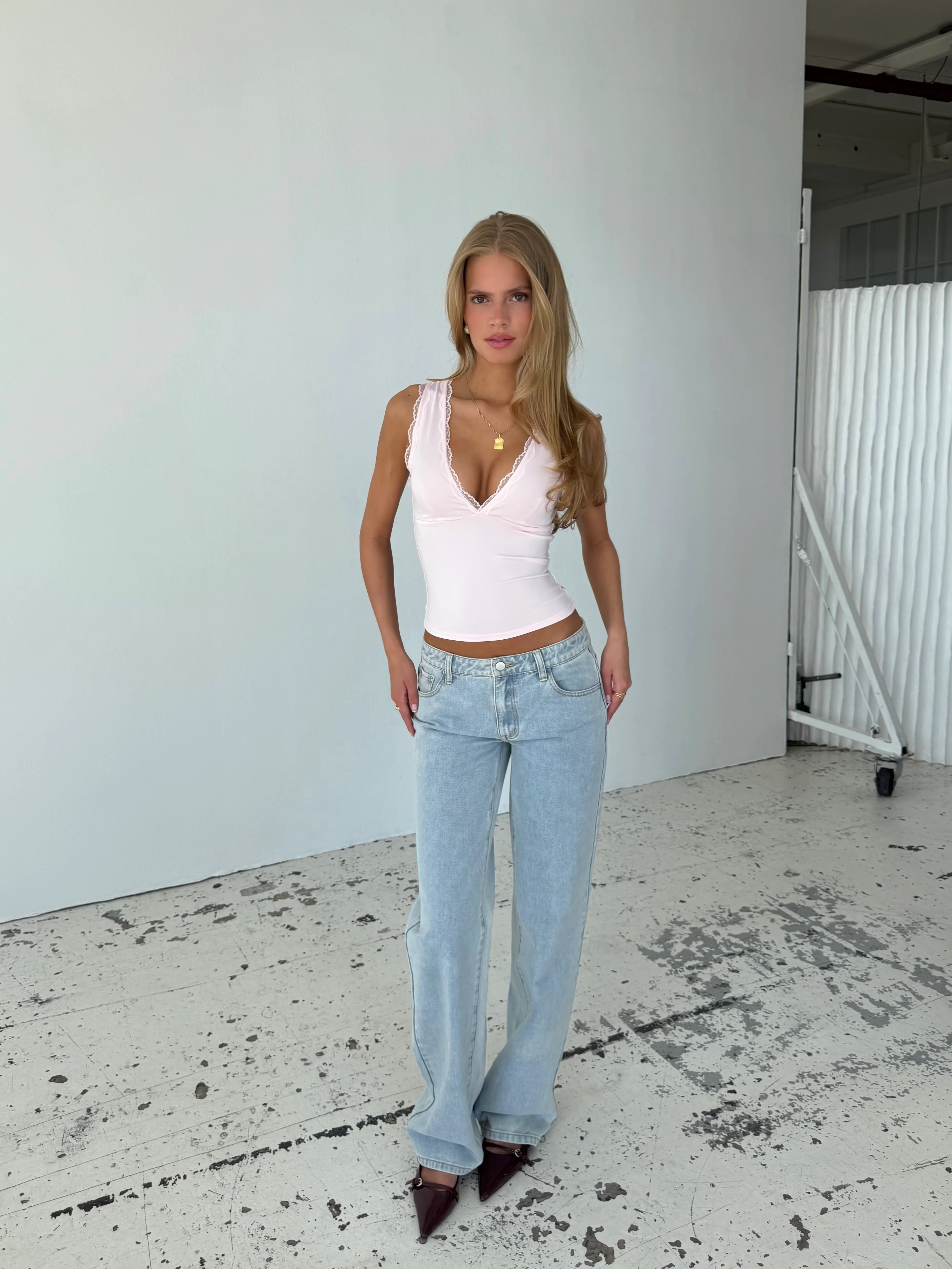 Basic Lace Top - Pink - Image 2