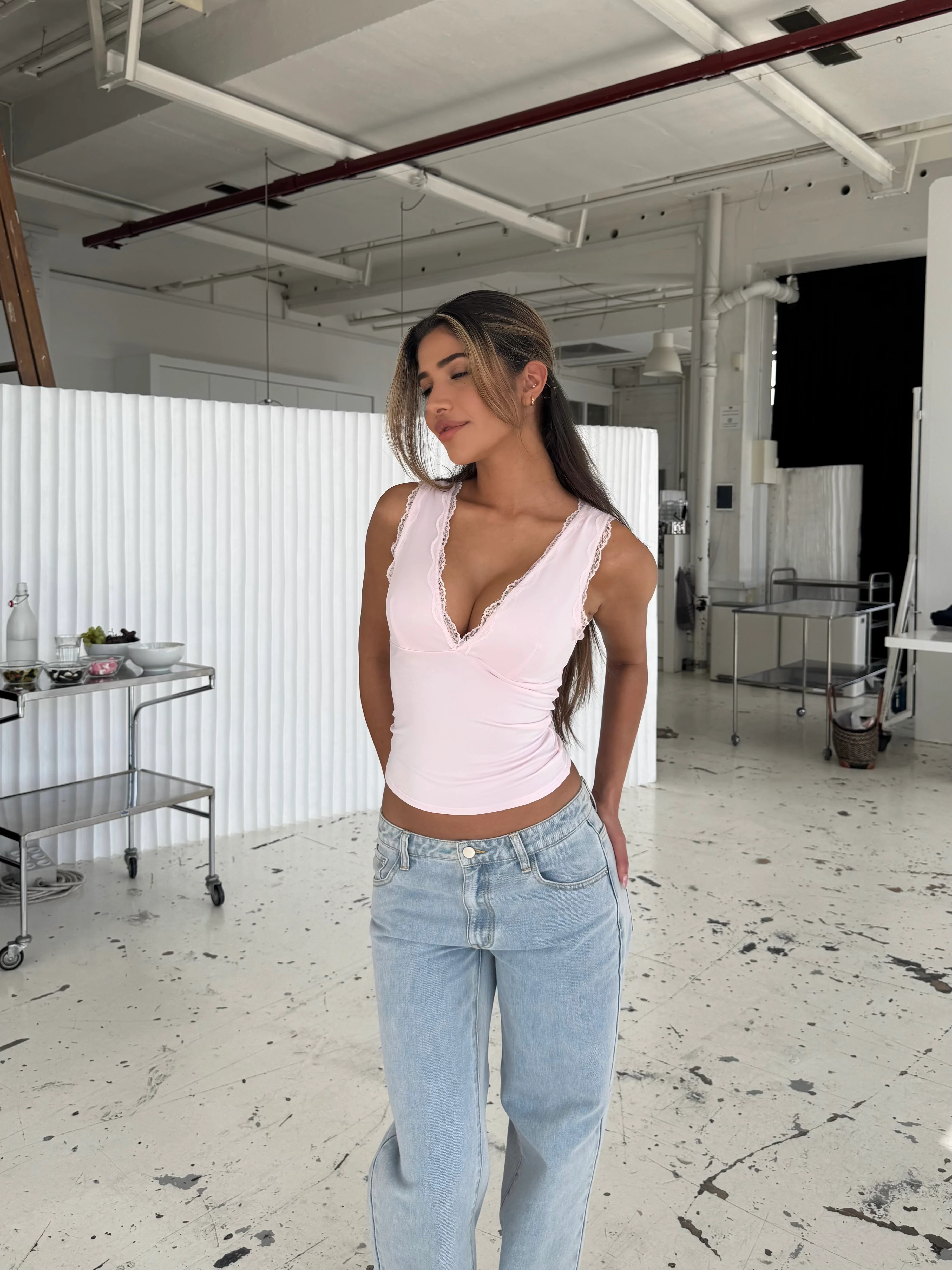 Basic Lace Top - Pink - Image 3