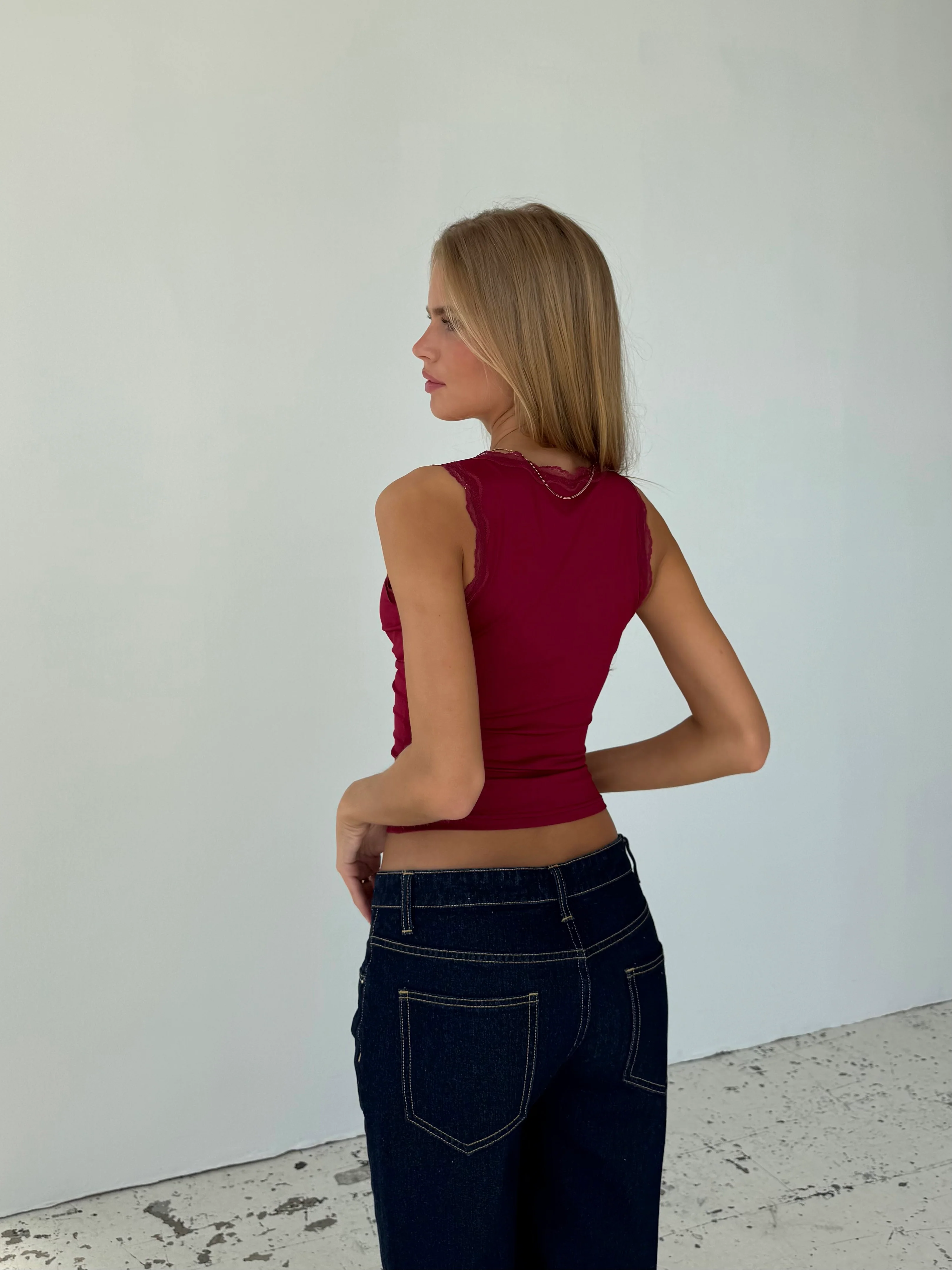 Basic lace top - dunkelrot - Image 4