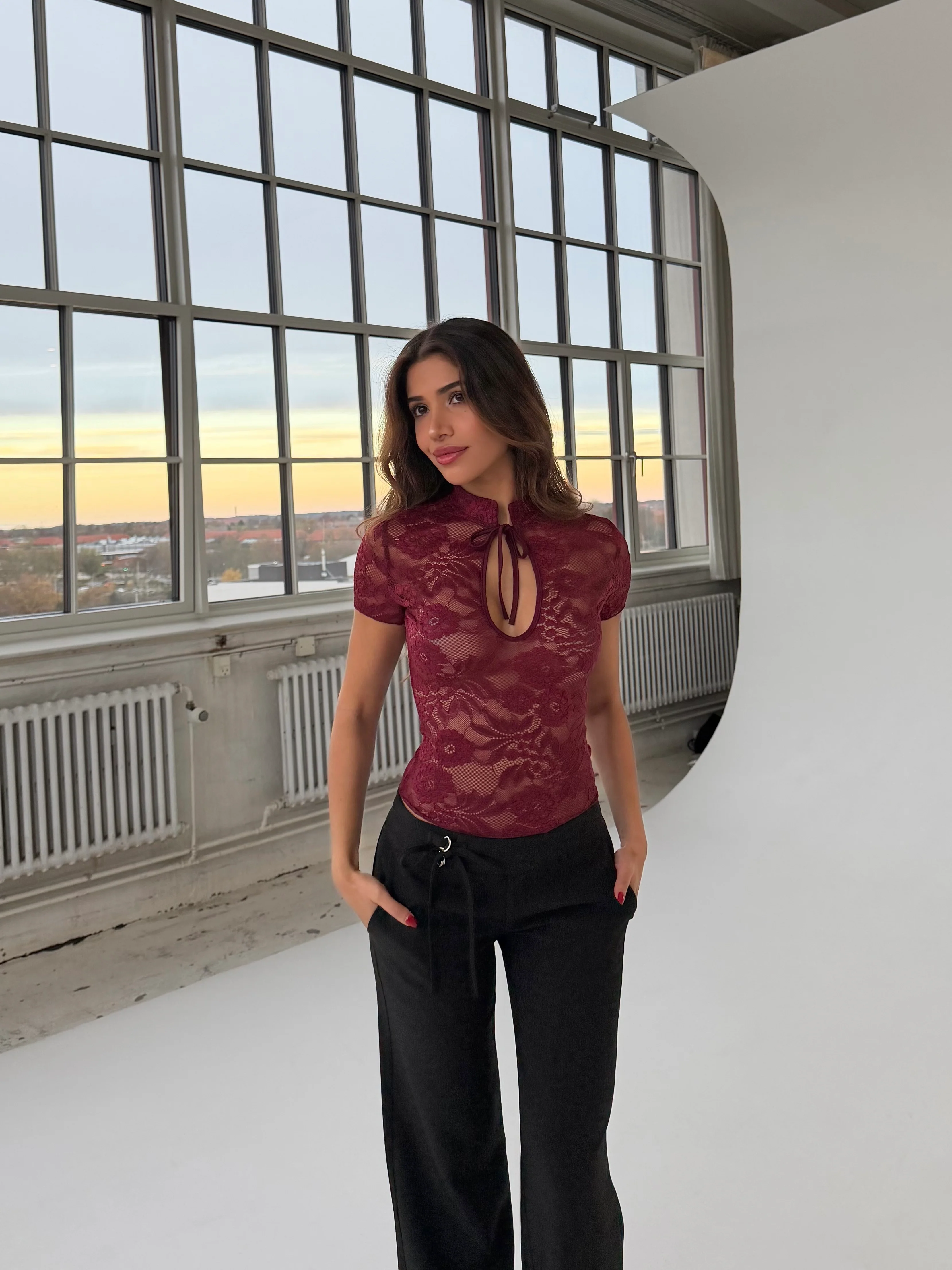 Cleo Lace Top – bordeaux - Image 3