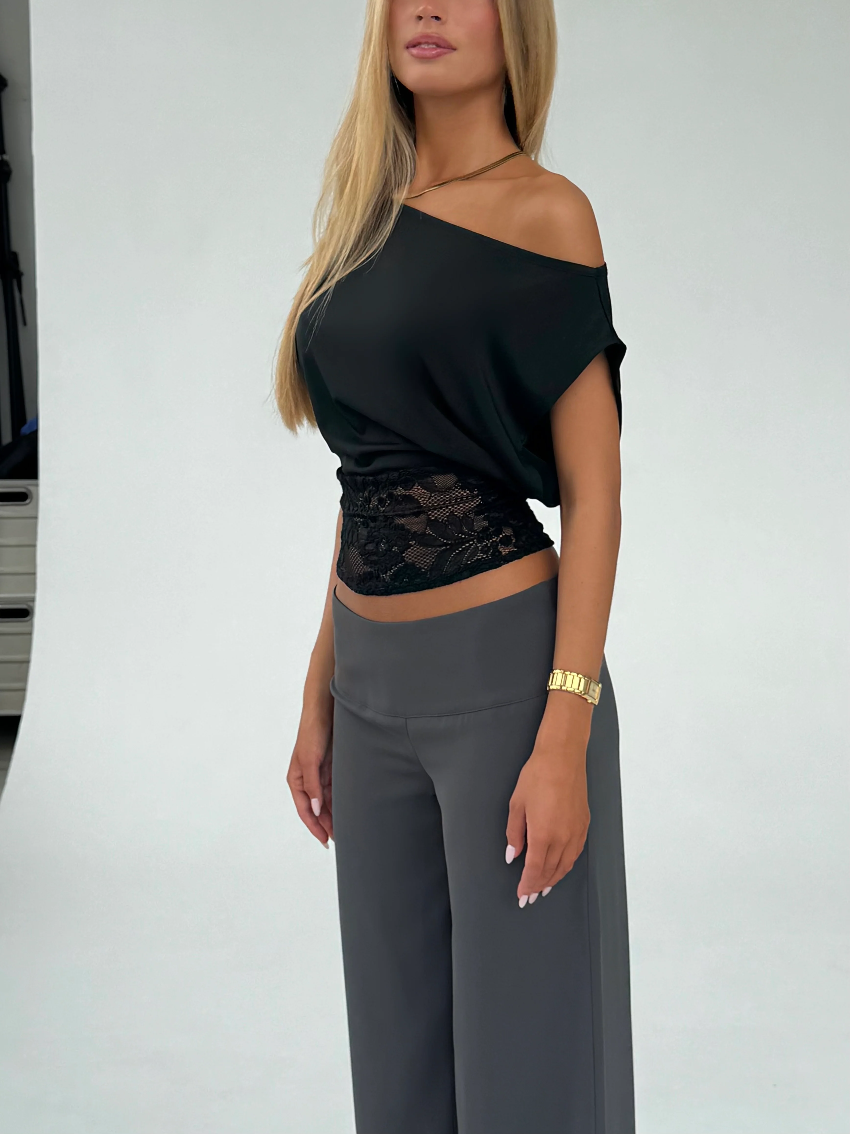 Flowy Low Waist Hose - Dunkelgrau - Image 4