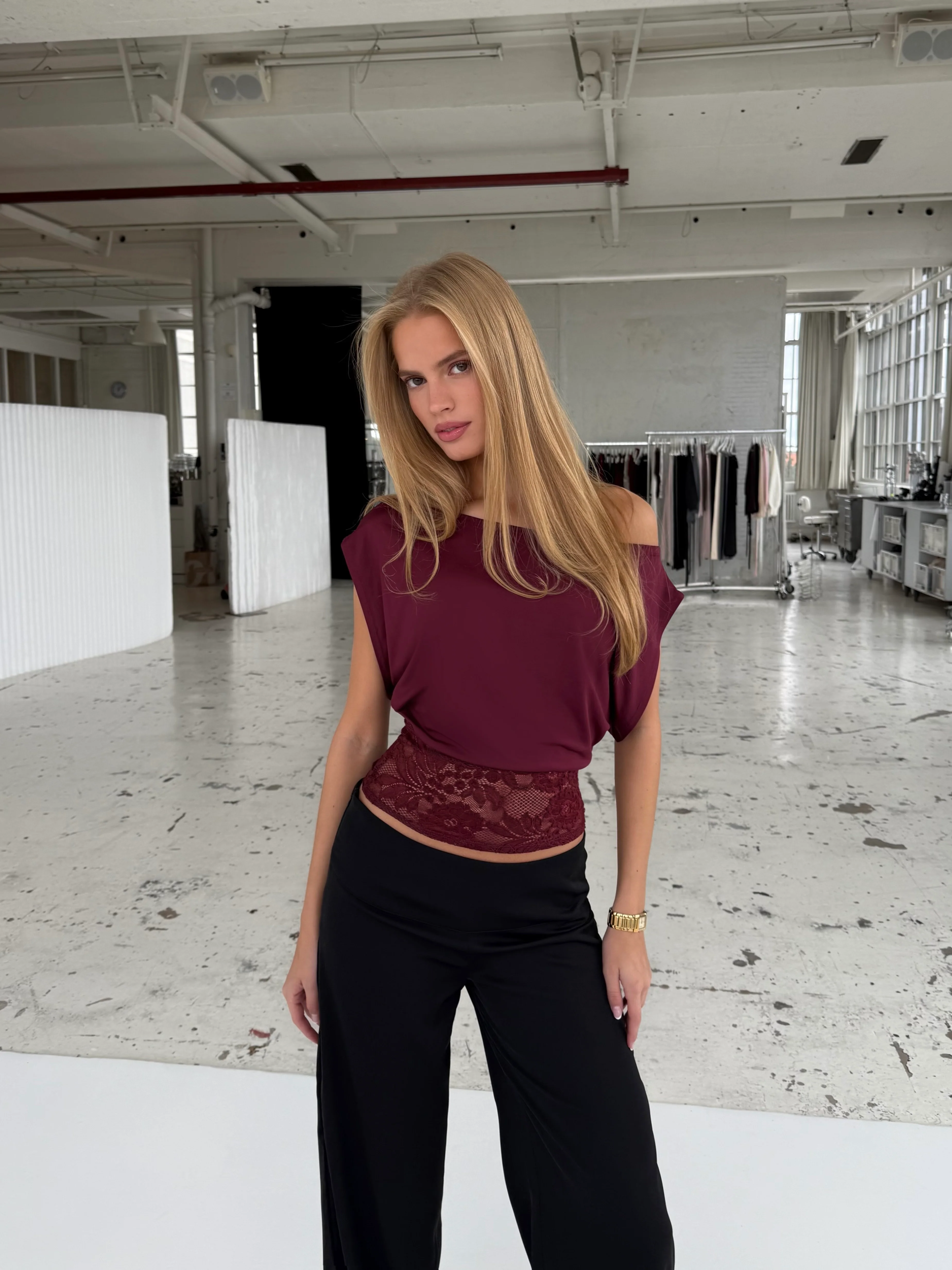 Hera basic lace top - Bordeaux 