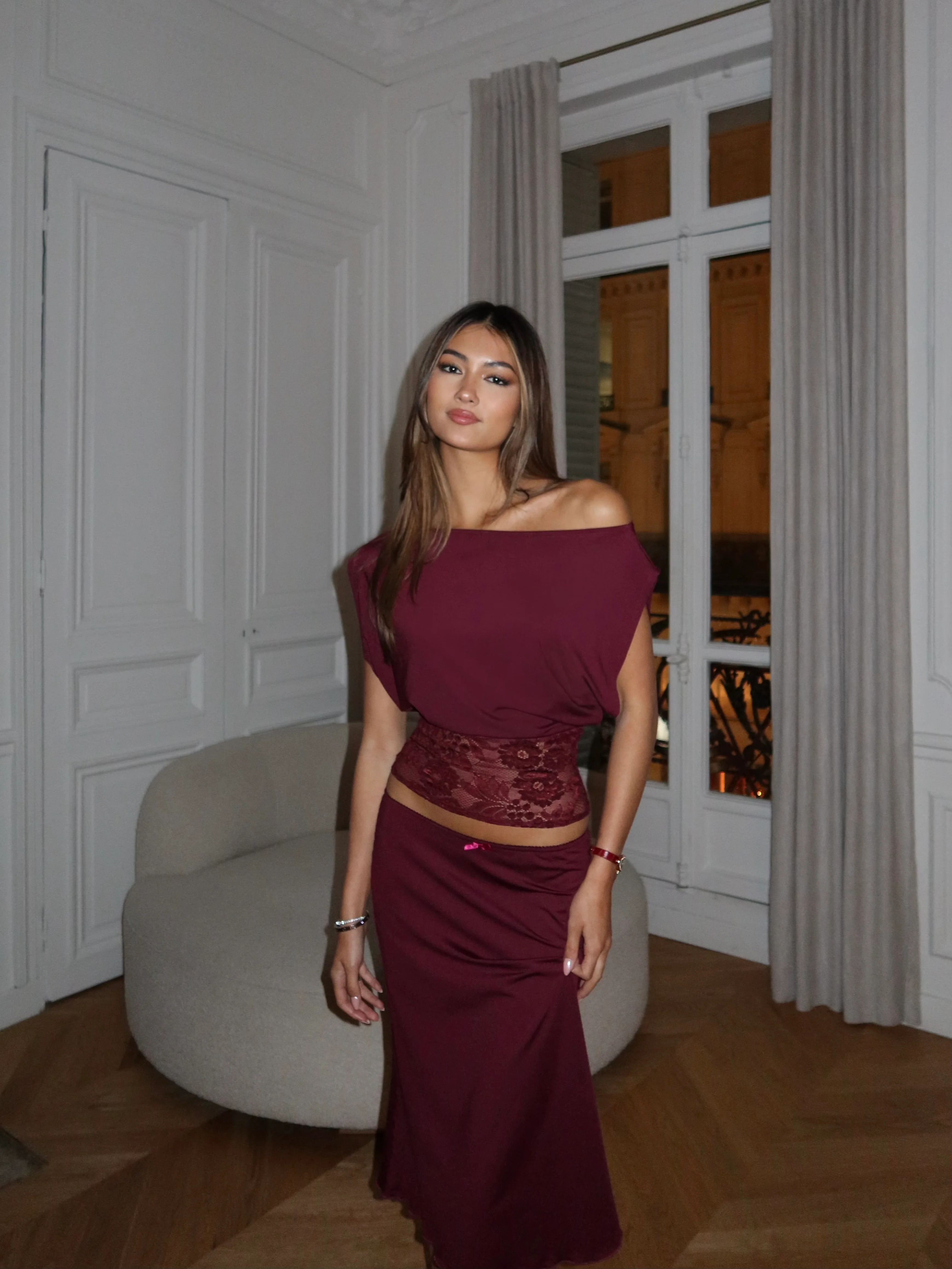 Hera basic lace top - Bordeaux  - Image 5