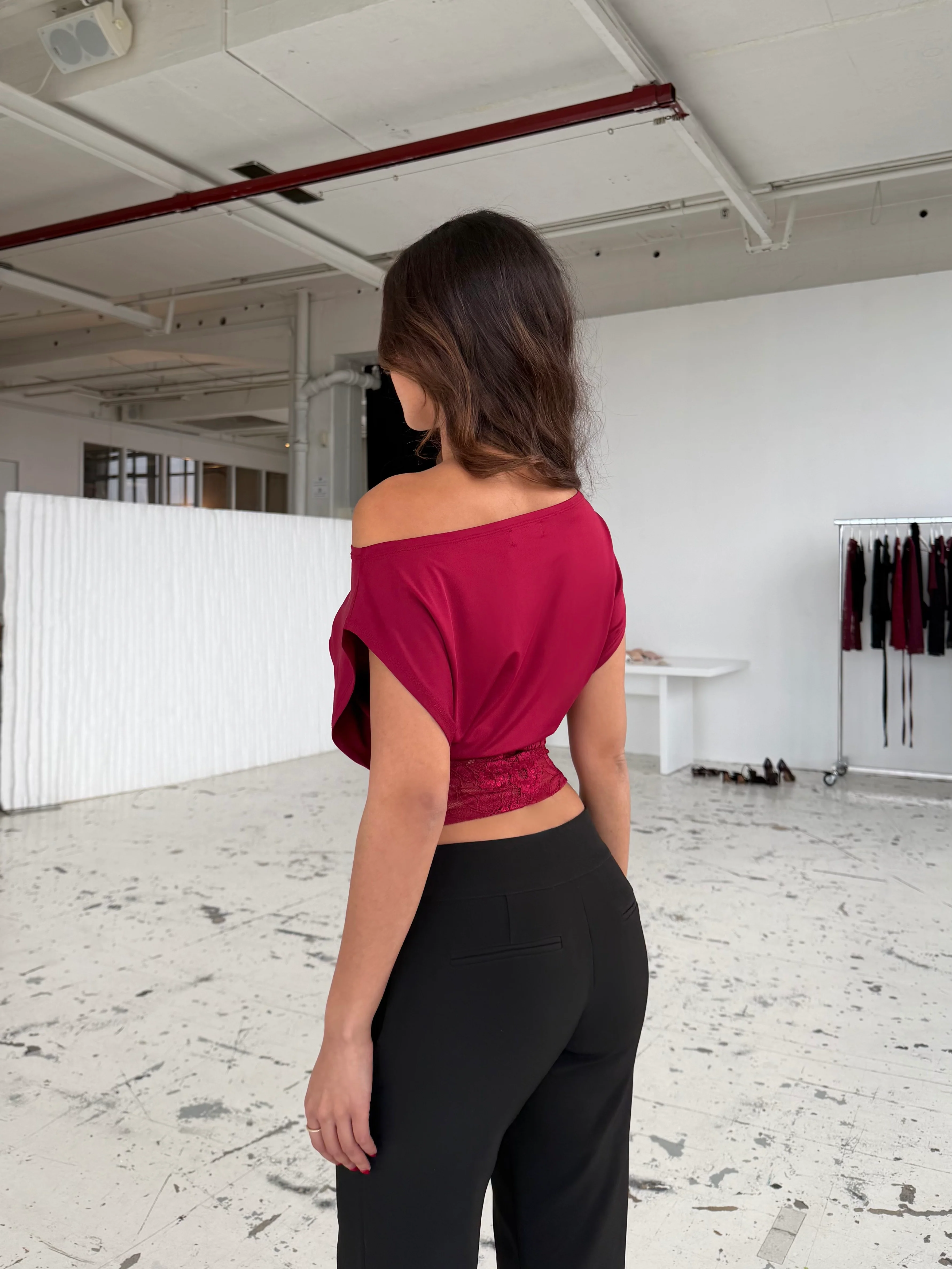 Hera basic lace top - Dunkelrot - Image 2