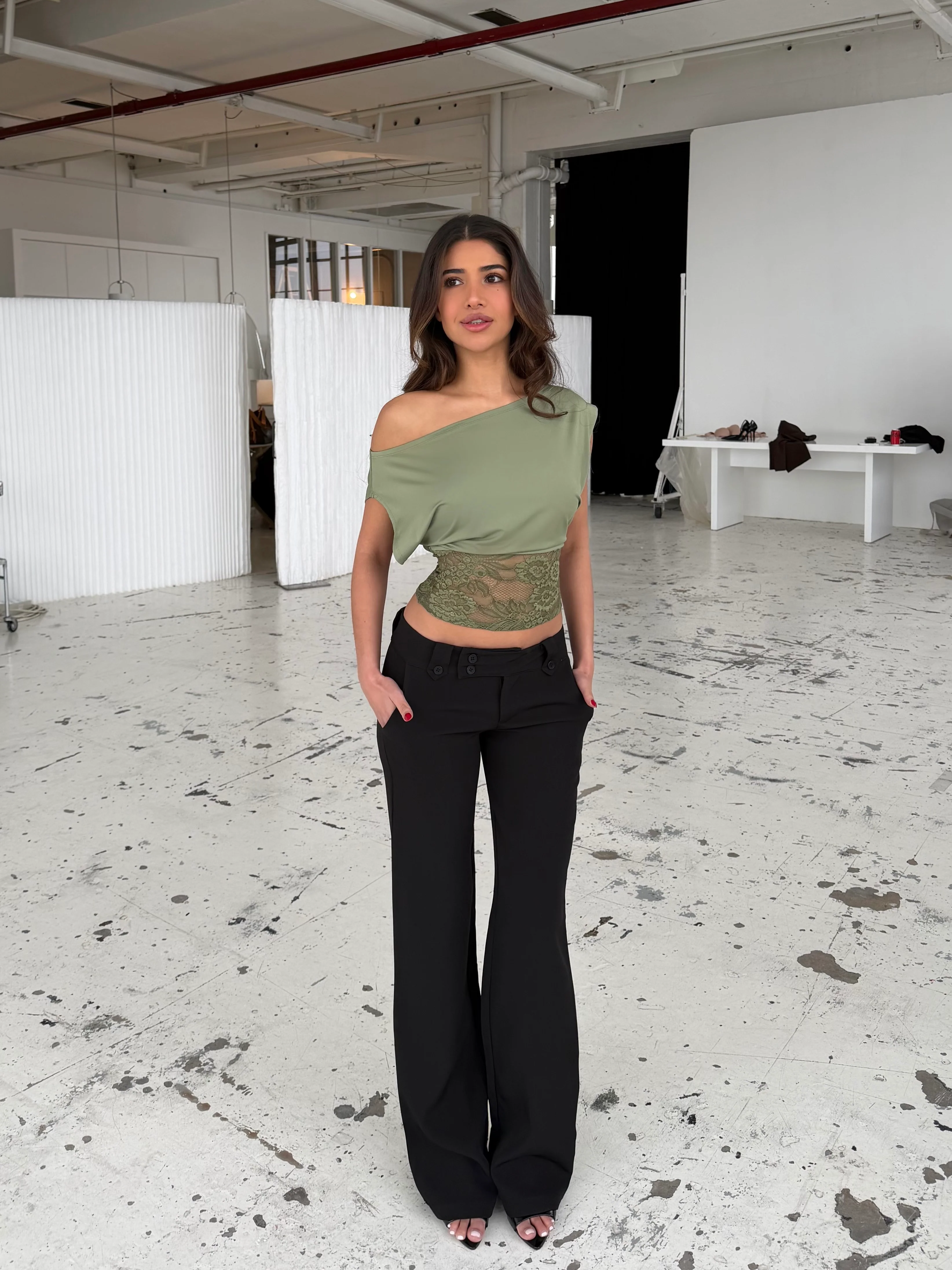 Hera basic lace top - Salbeigrün - Image 2