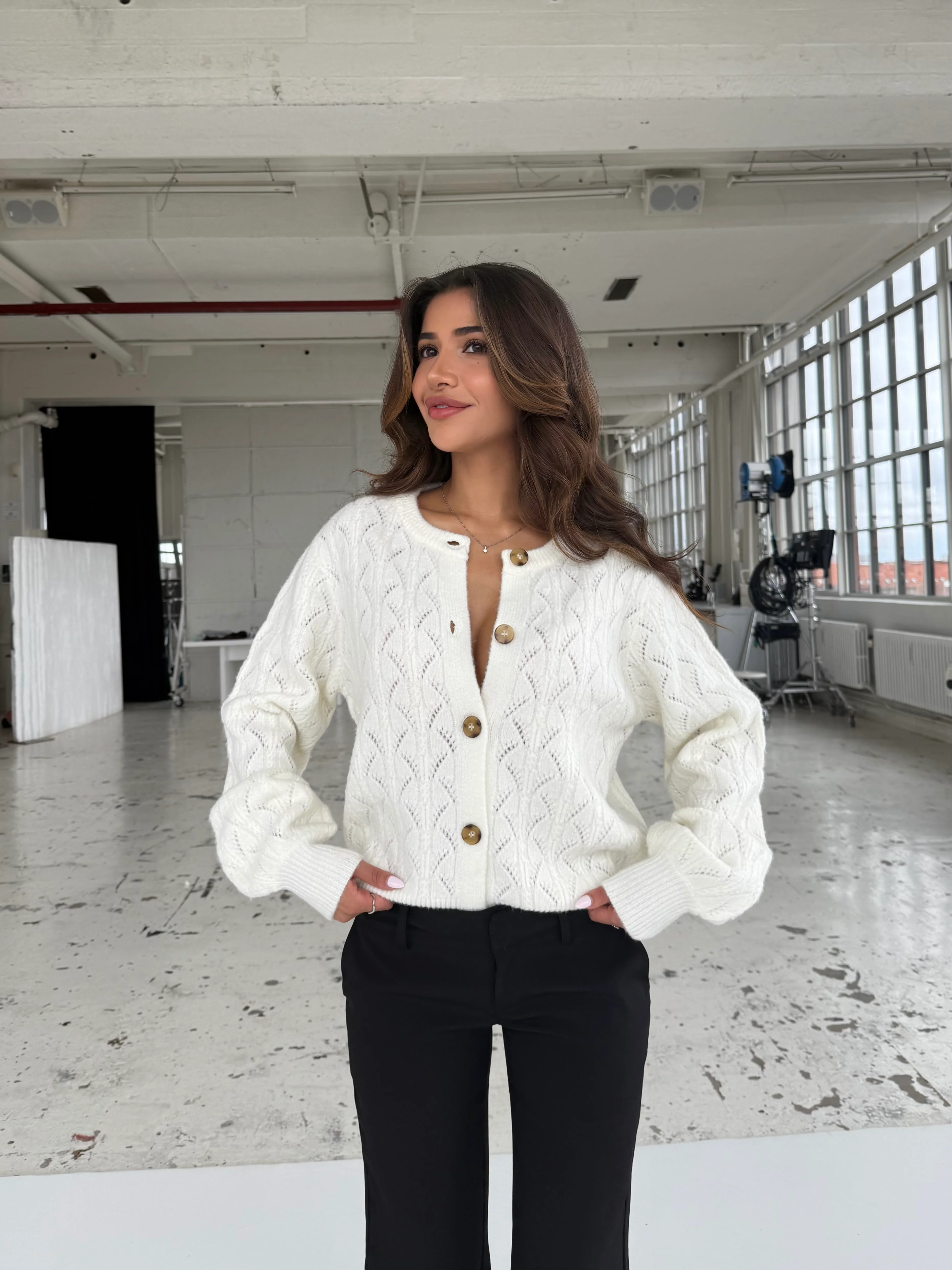 Lacework wool cardigan - Weiß