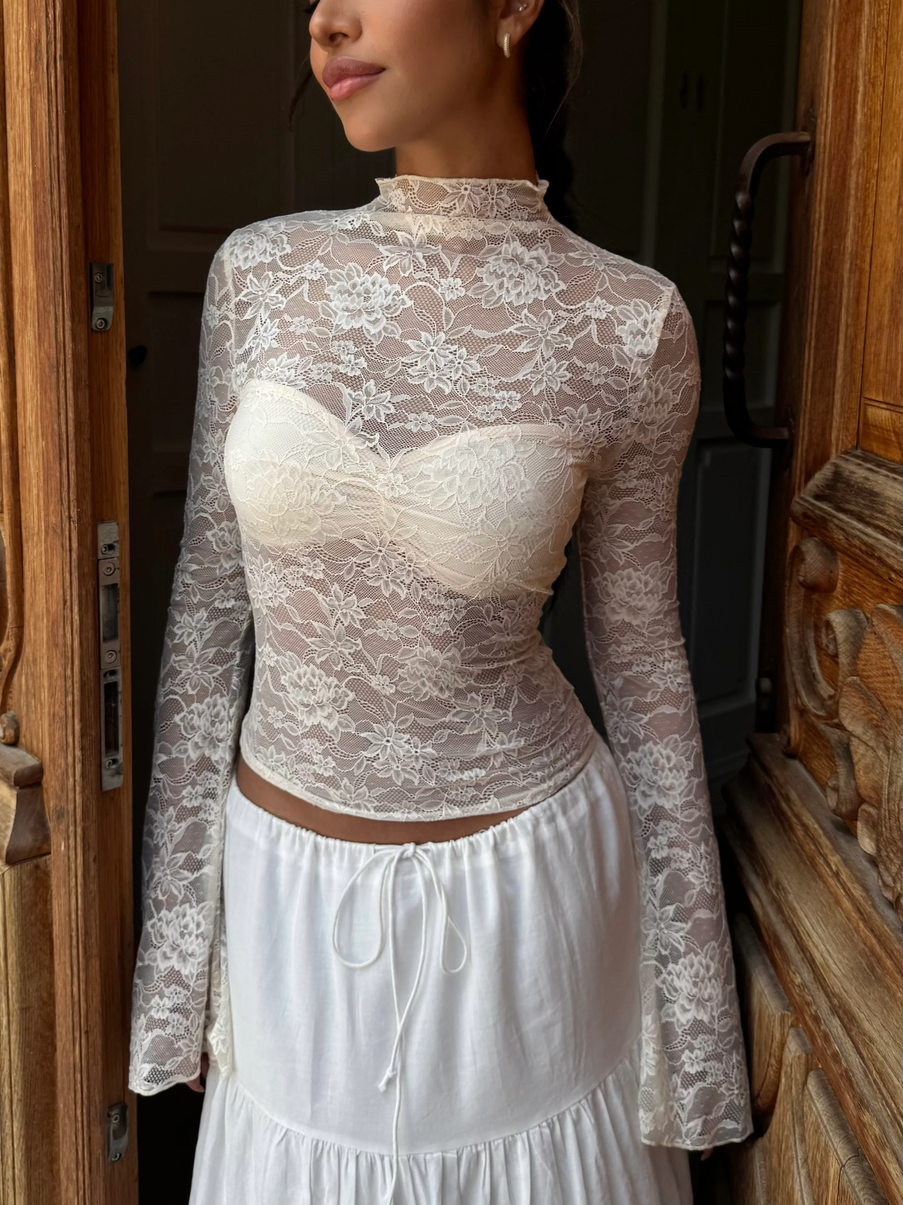 Lenia Lace Top - Creme - Image 3
