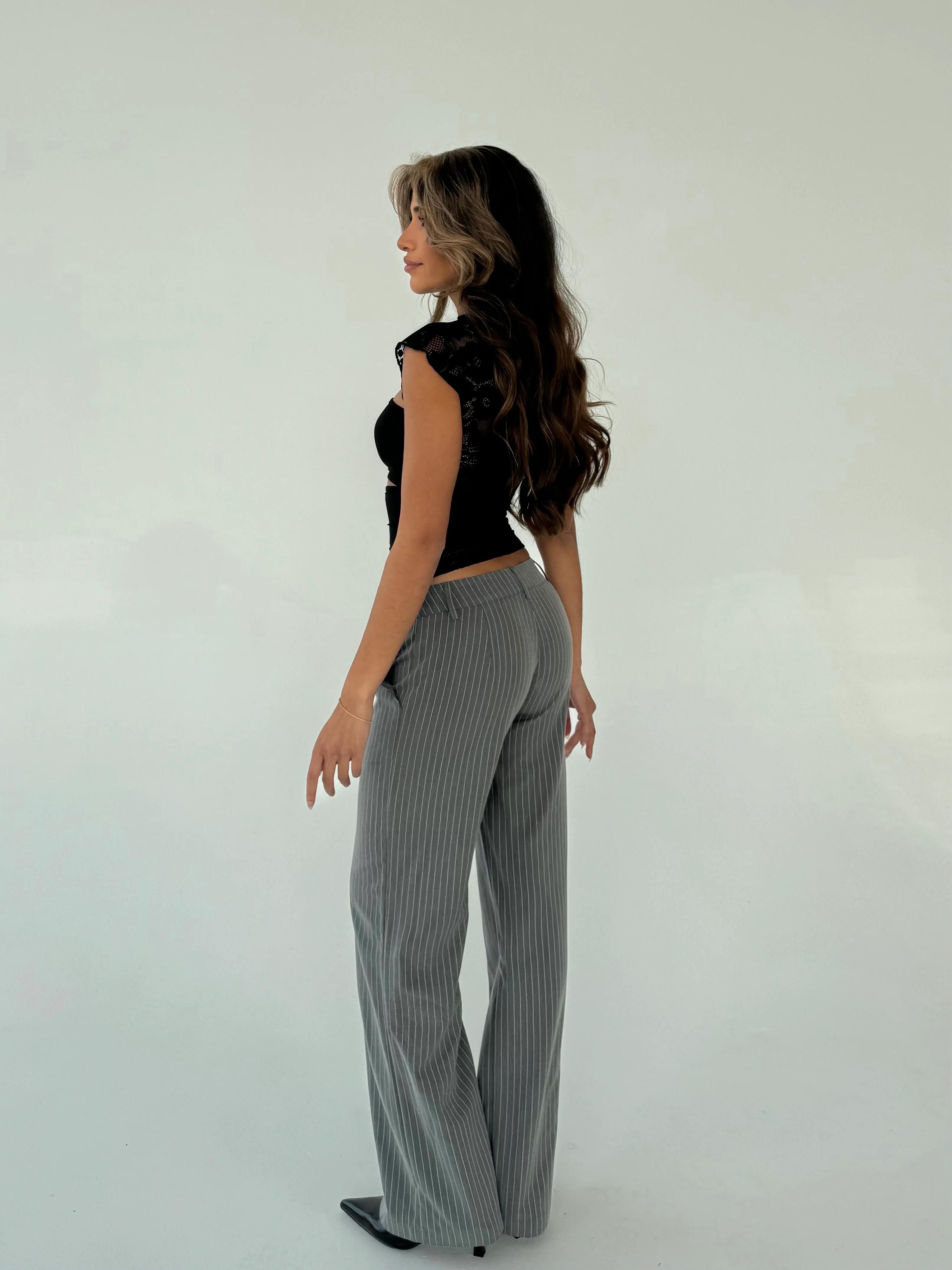 Lina Low waist Hosen - grau gestreift - Image 2