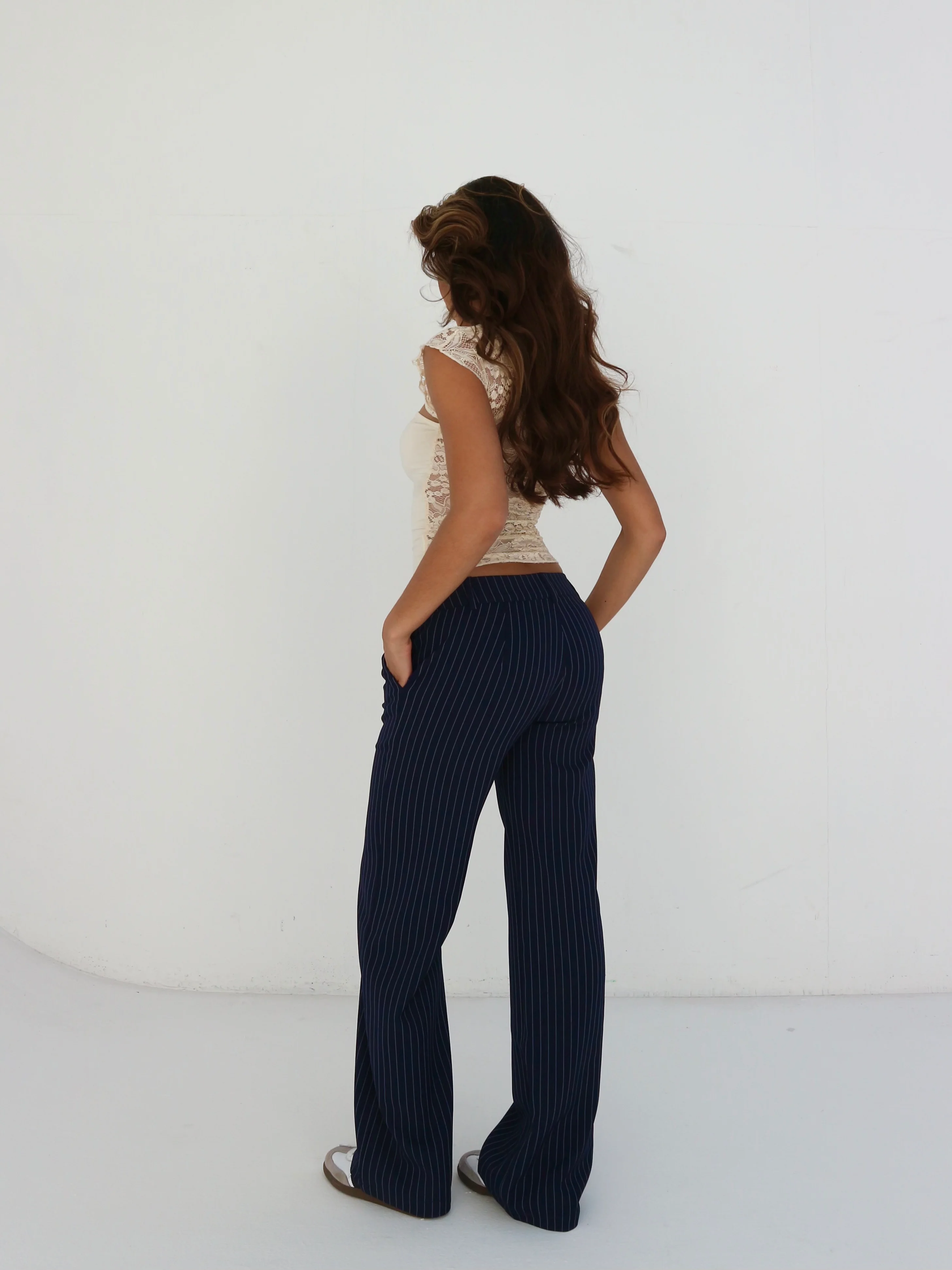 Lina Low waist Hosen - dunkelblau gestreift - Image 2