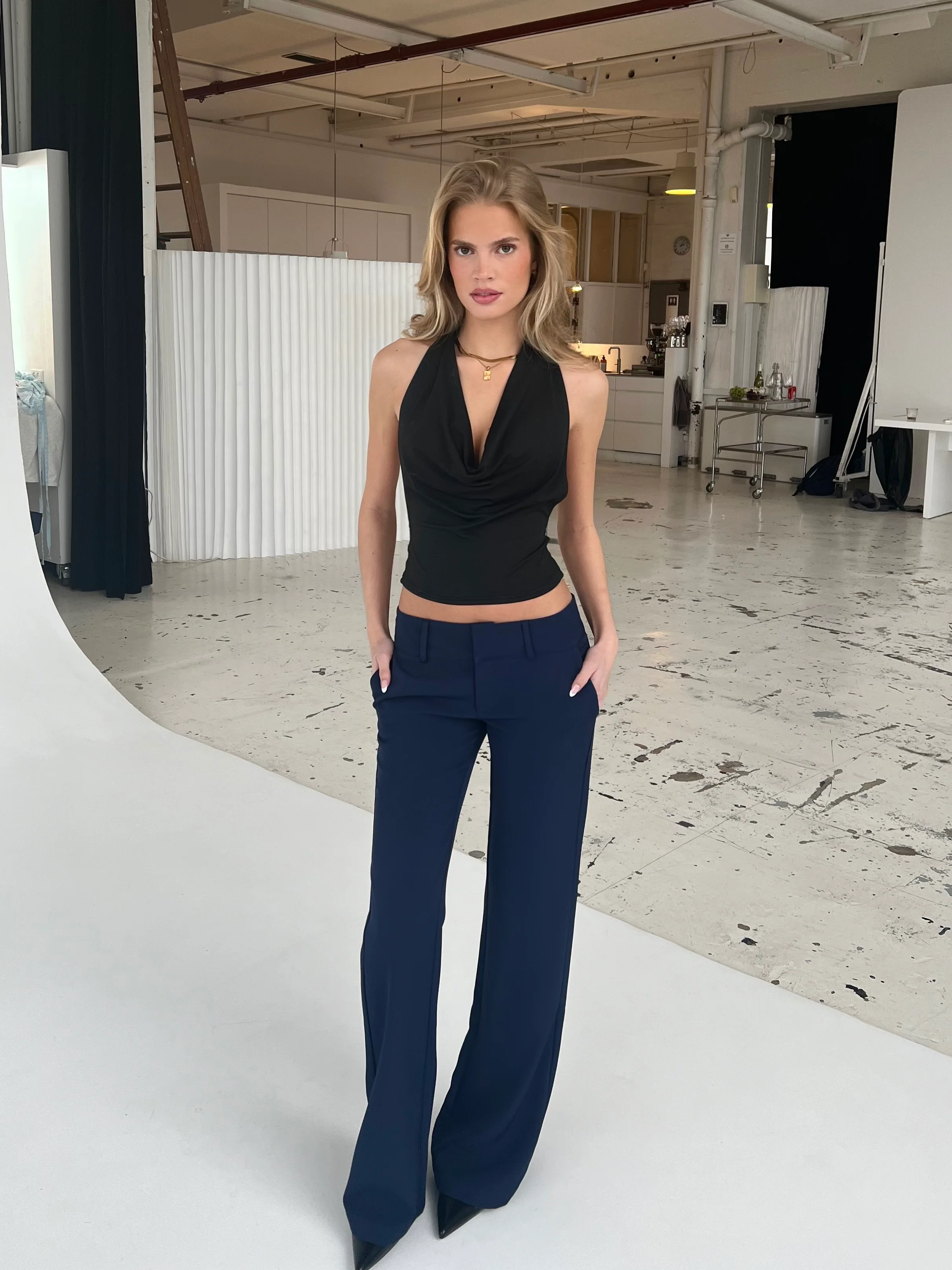 Livia Low waist hosen - dunkelblau