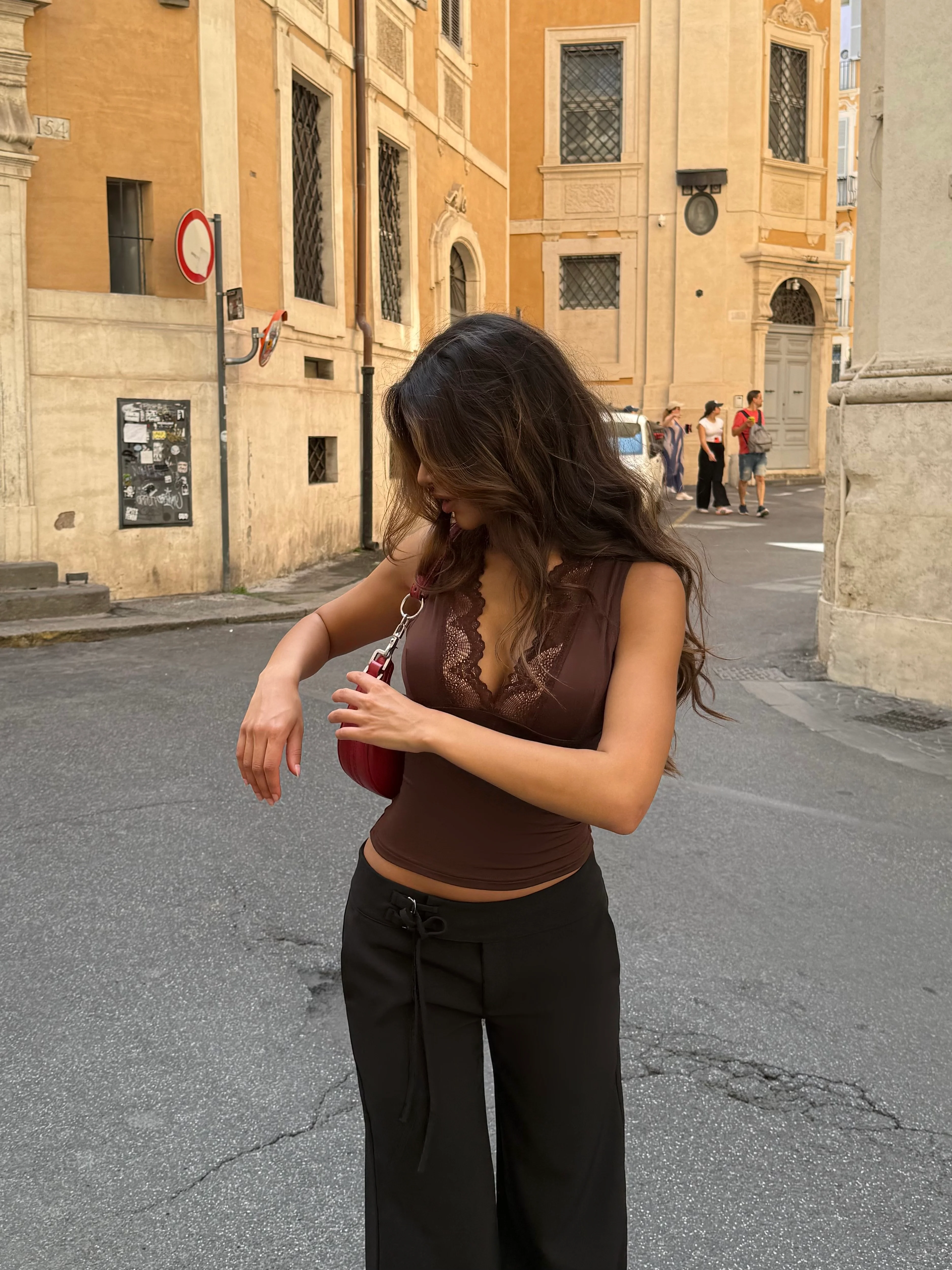 Lucia basic lace top - dunkelbraun - Image 3