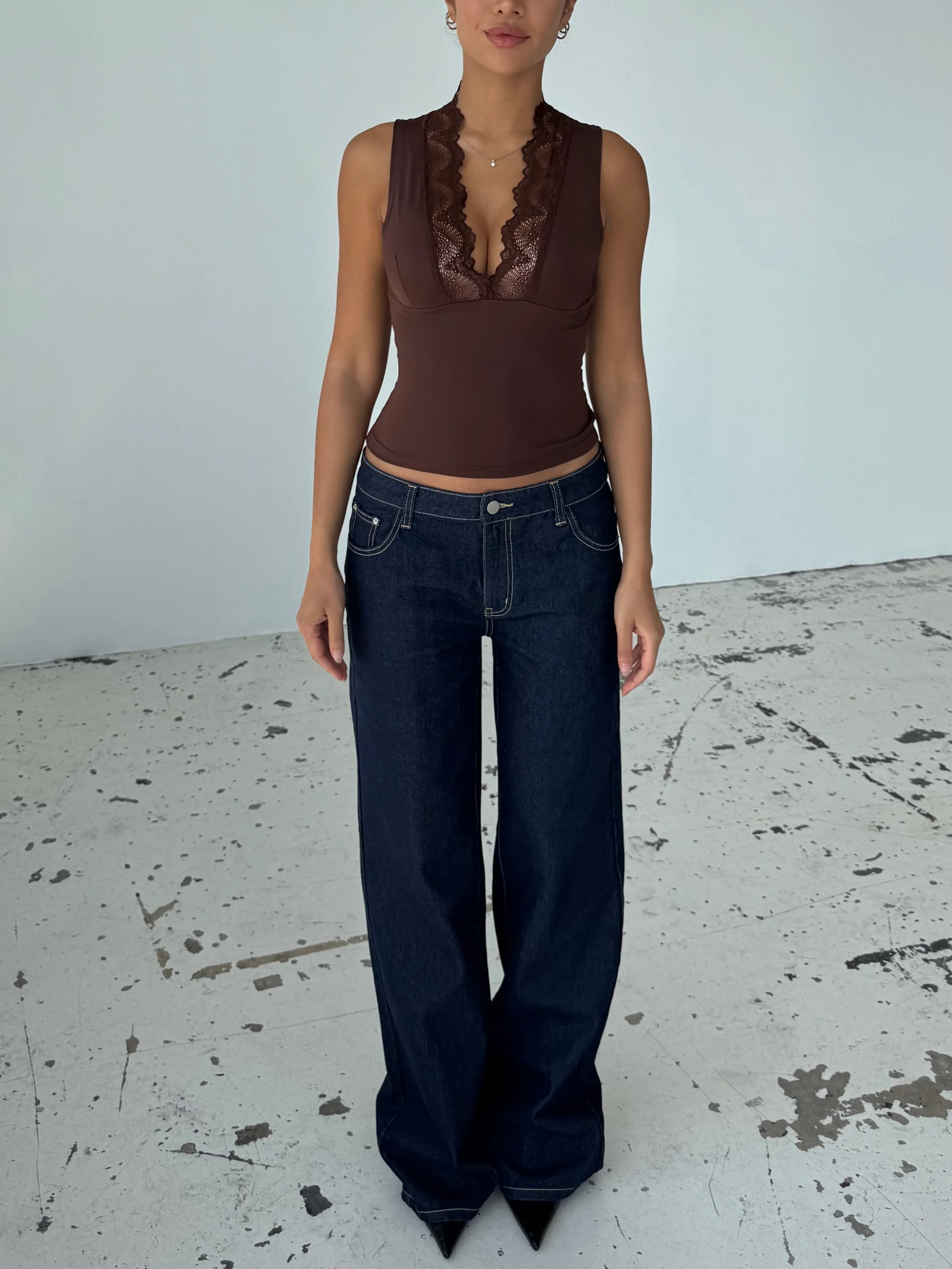 Lucia basic lace top - dunkelbraun - Image 6