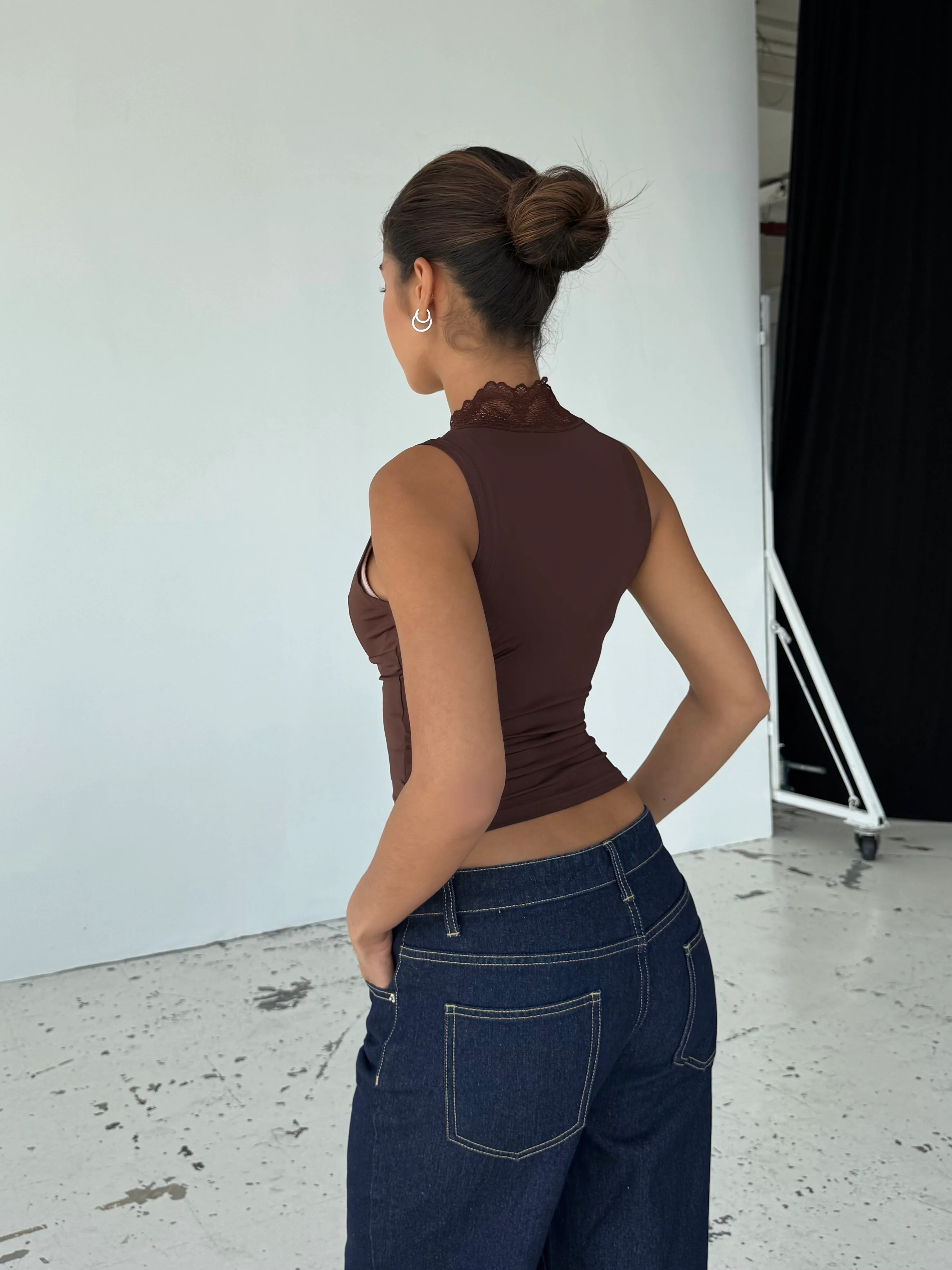 Lucia basic lace top - dunkelbraun - Image 7