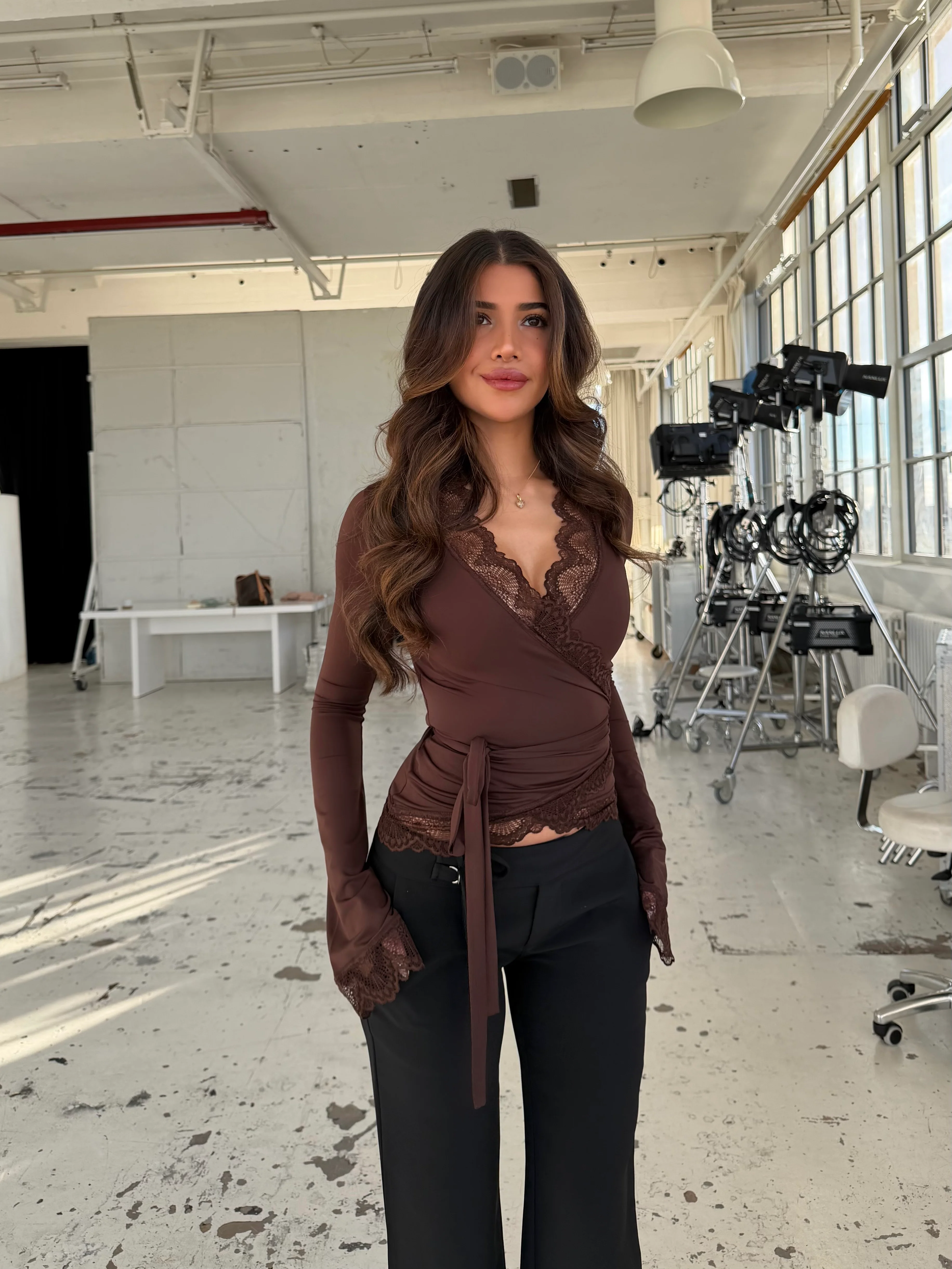 New Ballerina Basic Lace Top - Dunkelbraun
