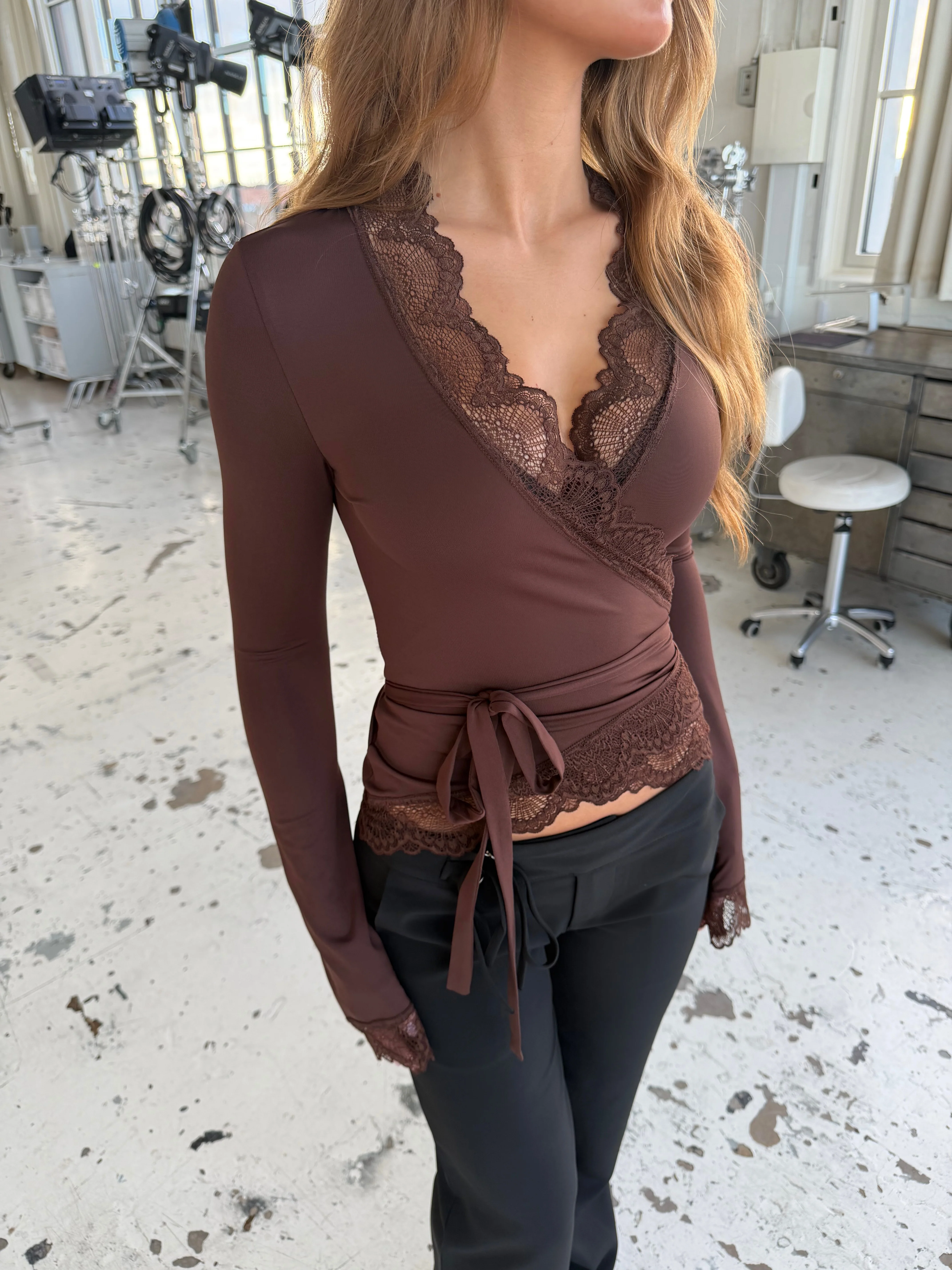 New Ballerina Basic Lace Top - Dunkelbraun - Image 6