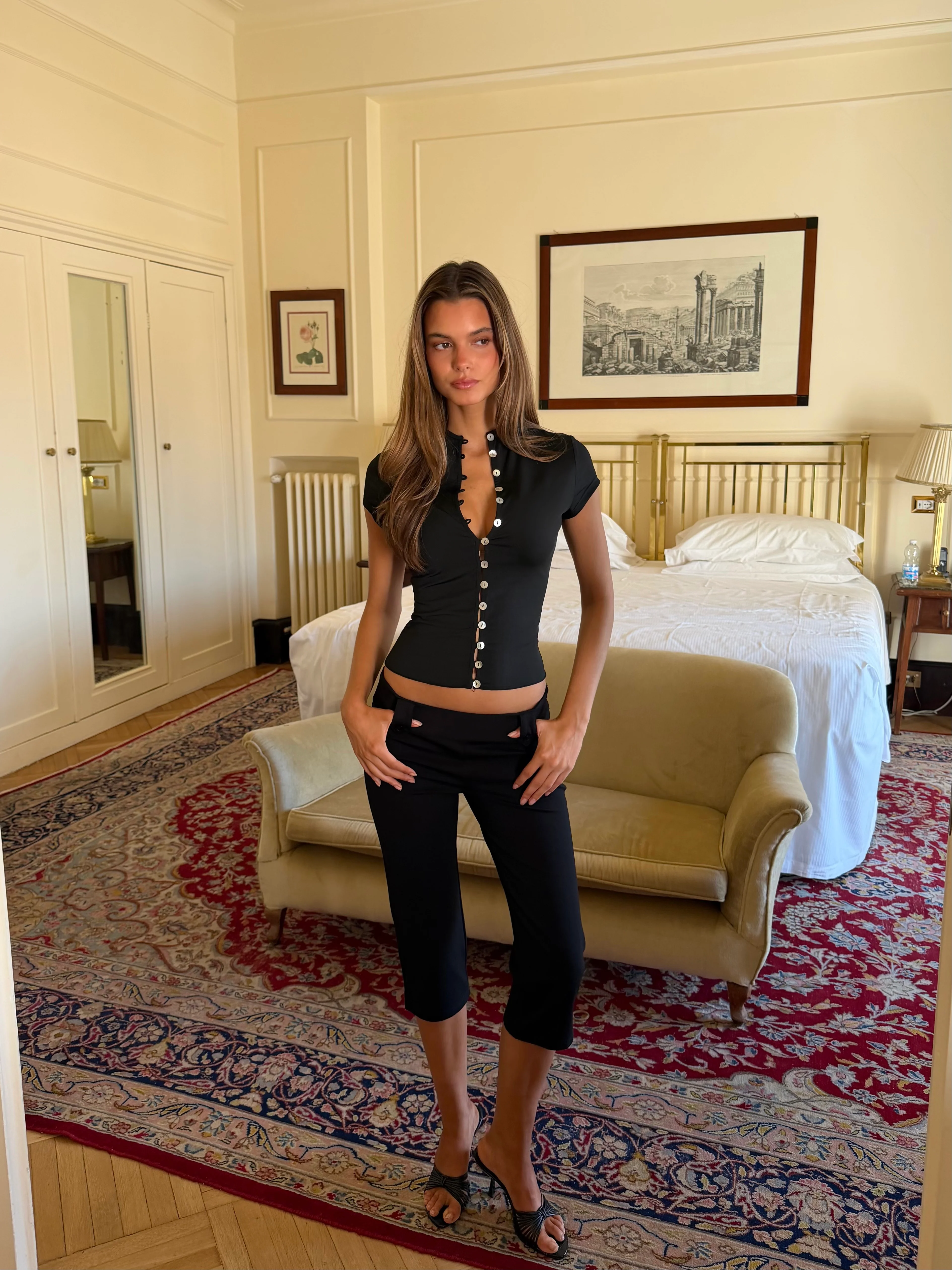 Pearl Button Top - Schwarz - Image 2