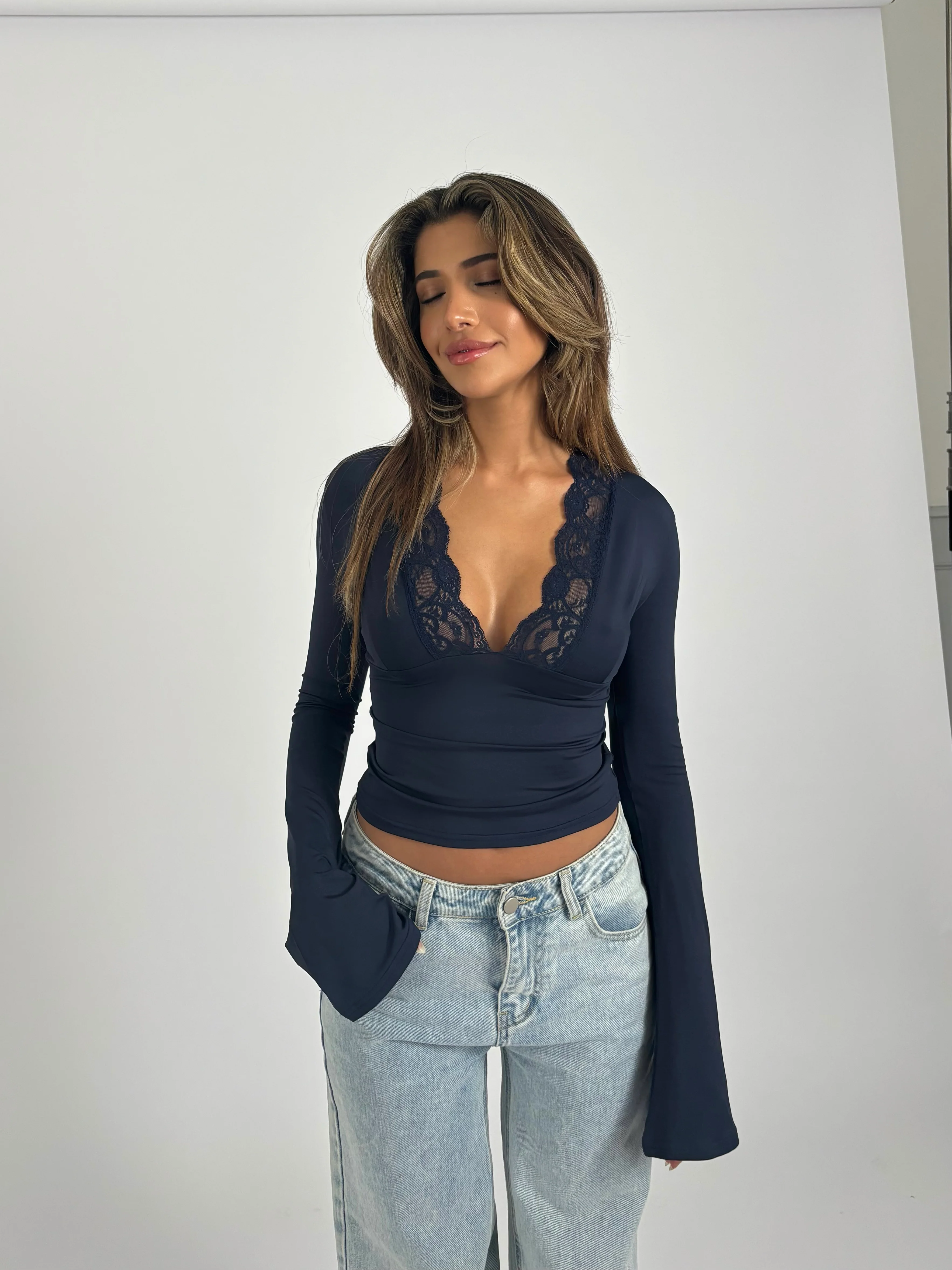Pretty basic lace top - dunkelblau - Image 2