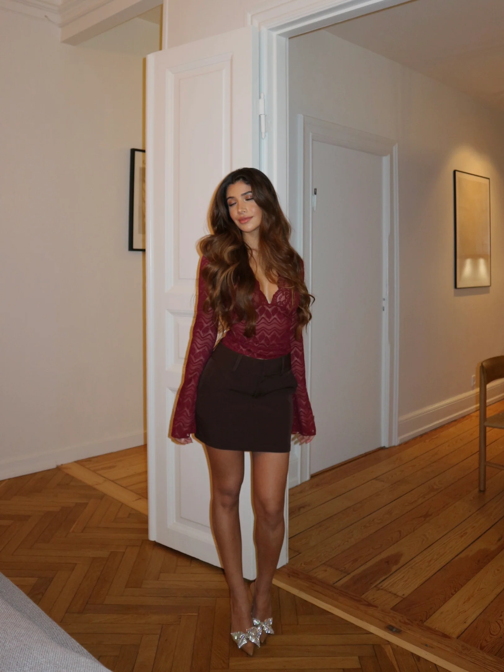 Pretty lace top - Bordeaux - Image 4