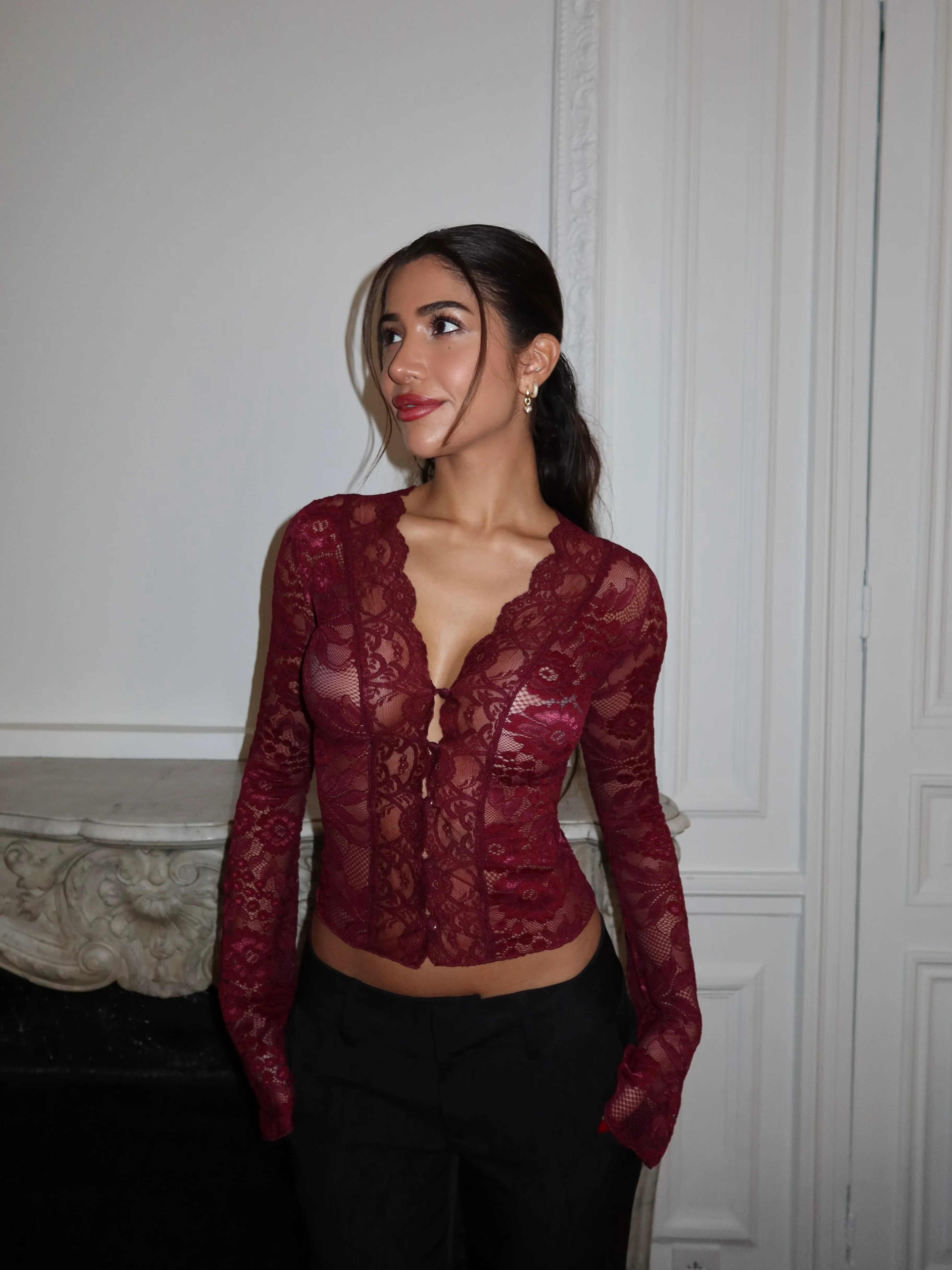Pretty Luna Lace Top - Schwarz