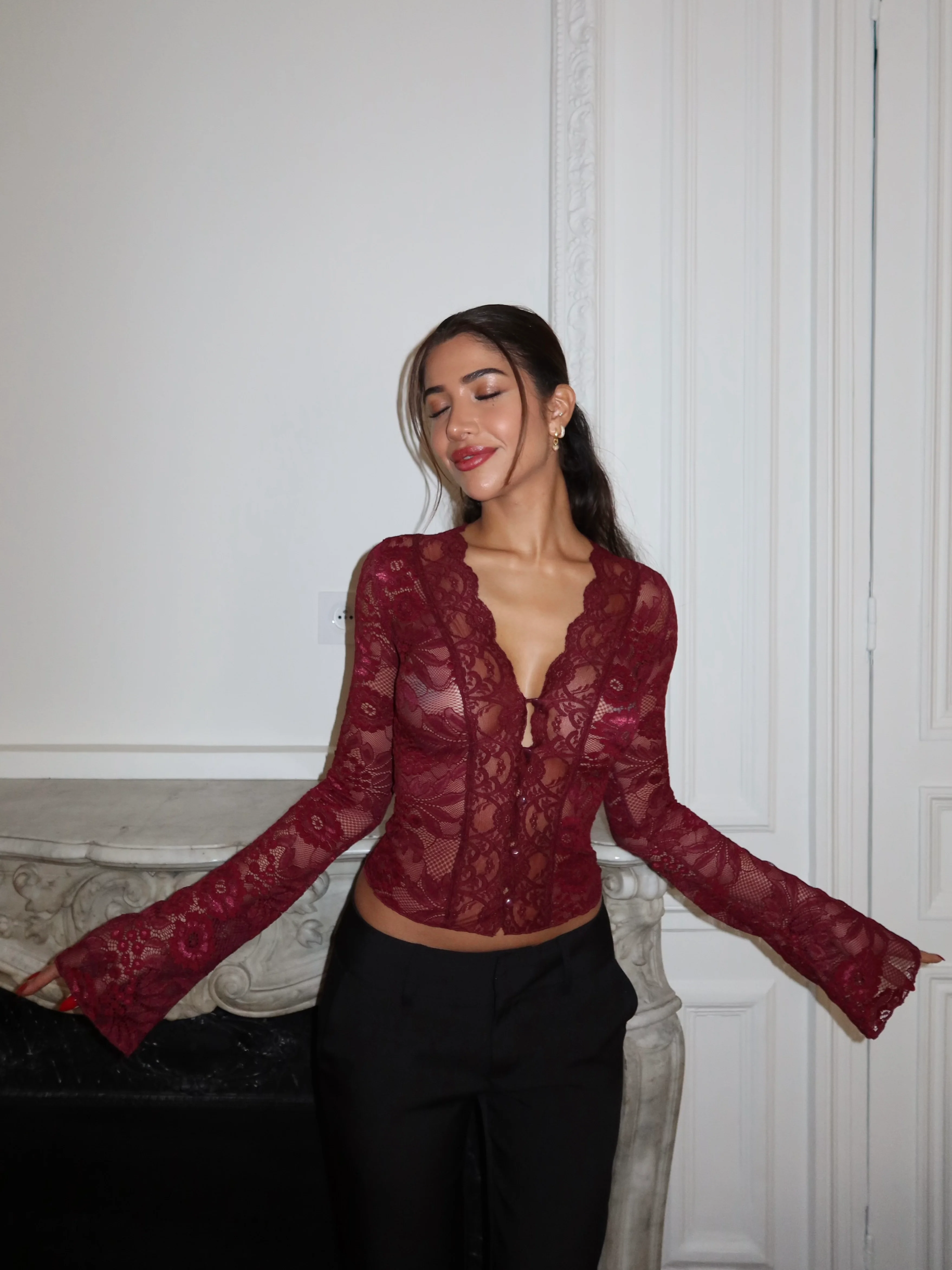 Pretty Luna Lace Top - Schwarz - Image 2