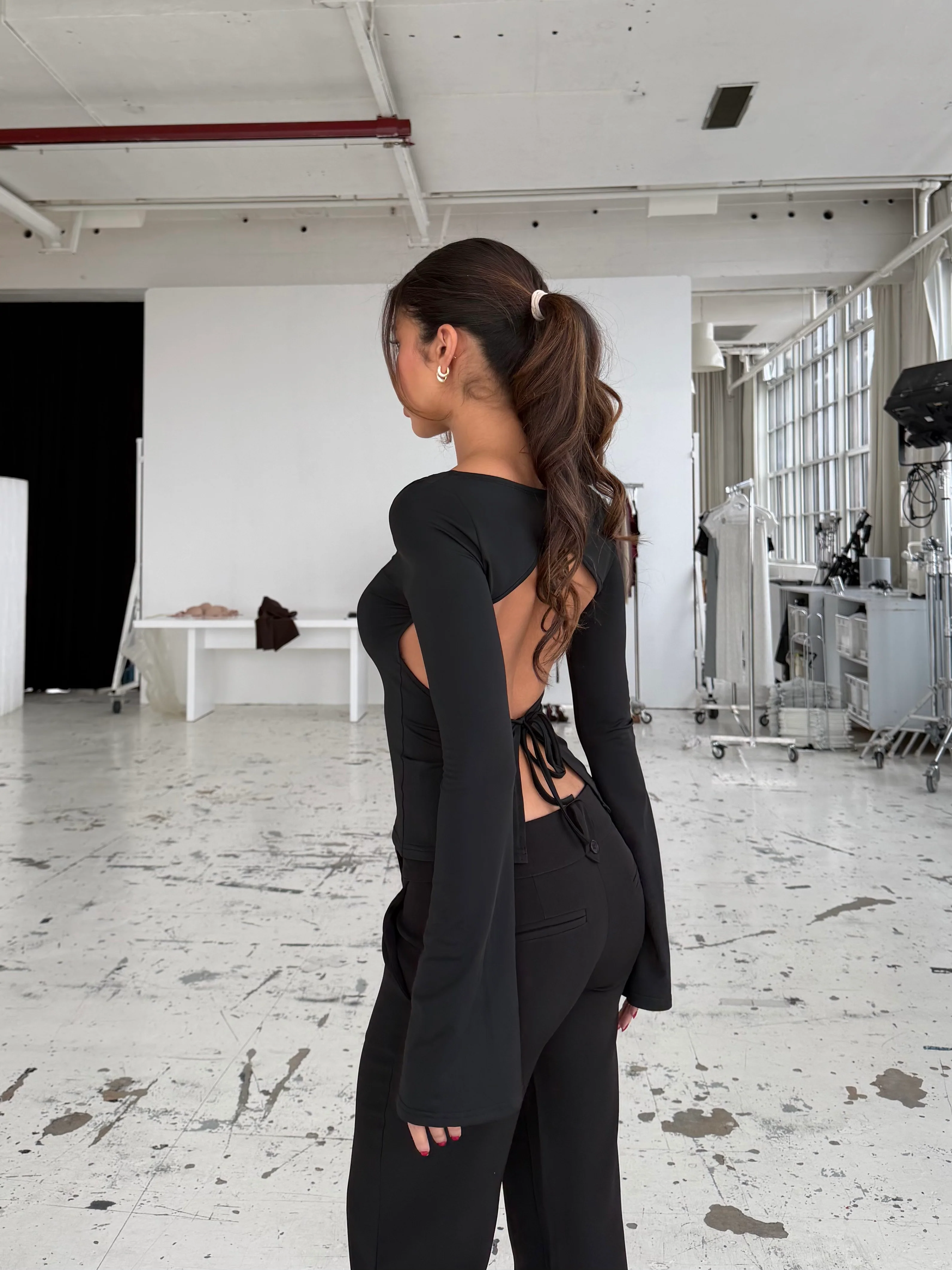 Rhea Long Sleeve Top - Schwarz