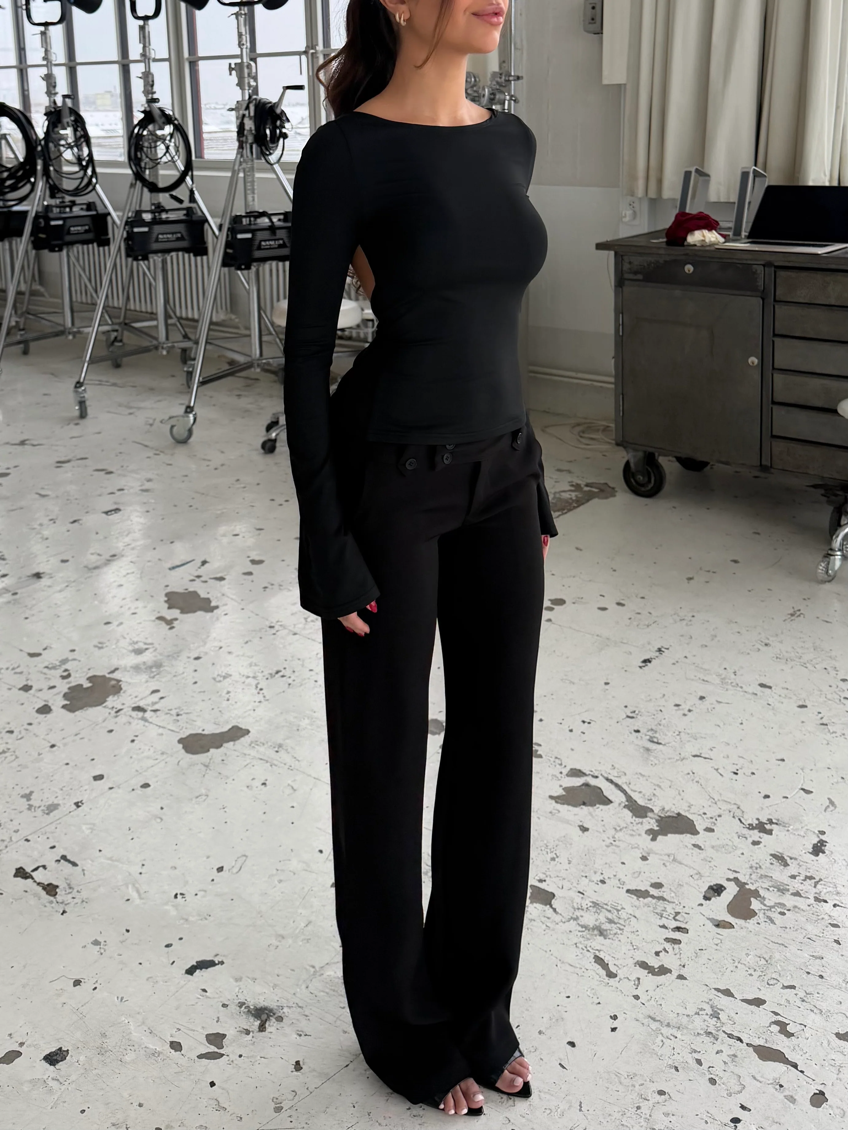 Rhea Long Sleeve Top - Schwarz - Image 7