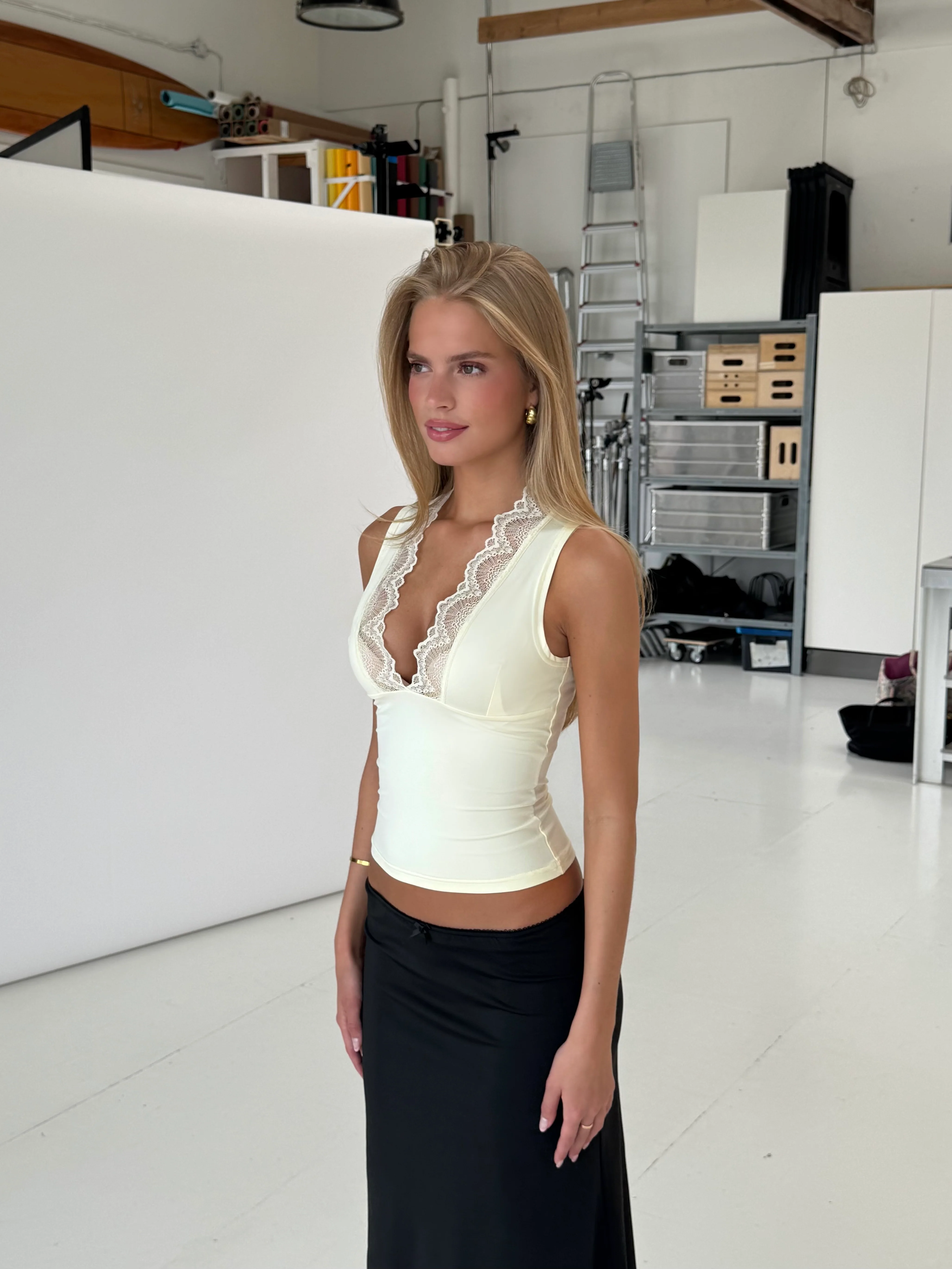 Lucia Basic Lace Top - Hellgelb