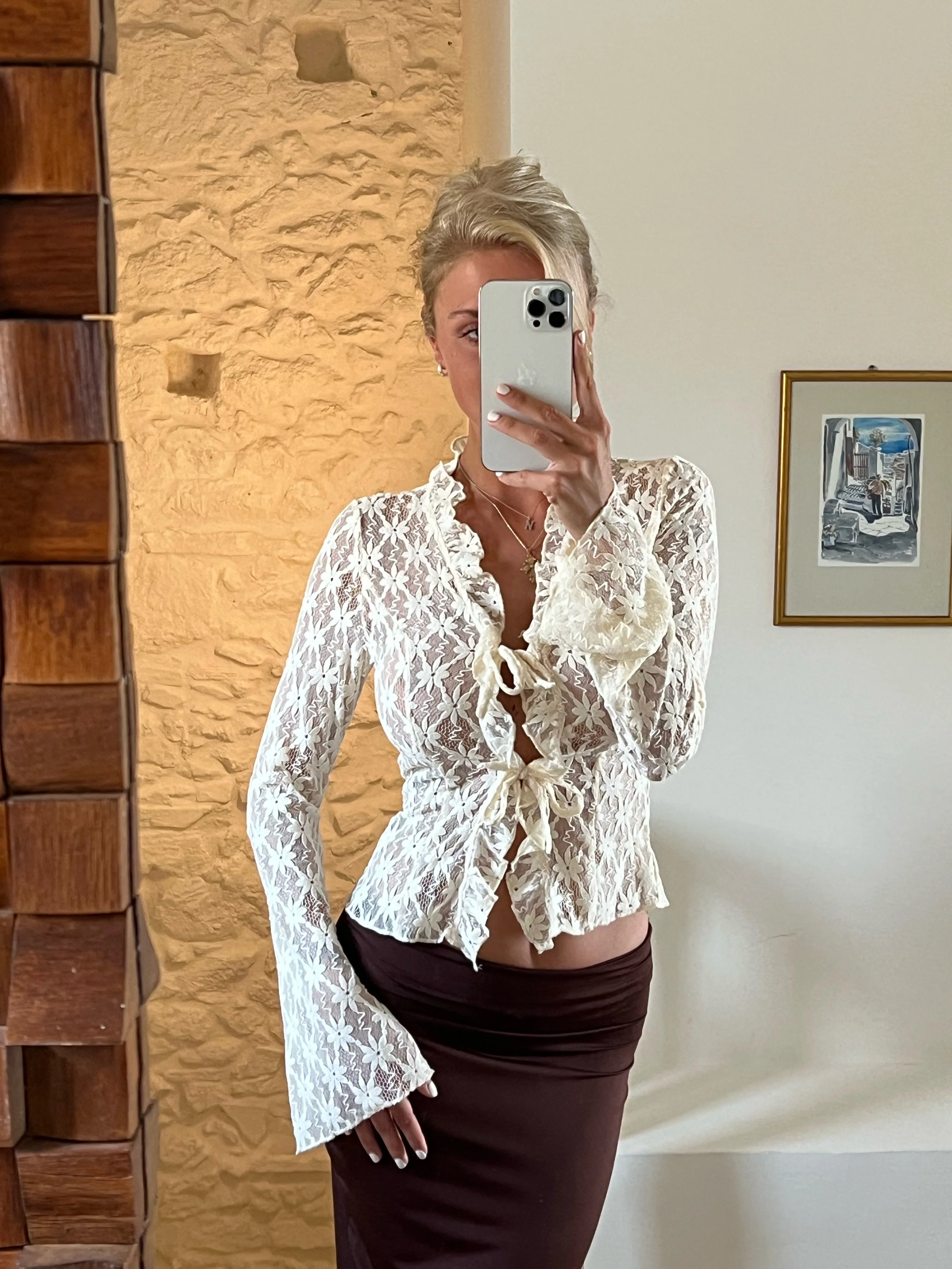 Thalia Trimm Lace top - Creme