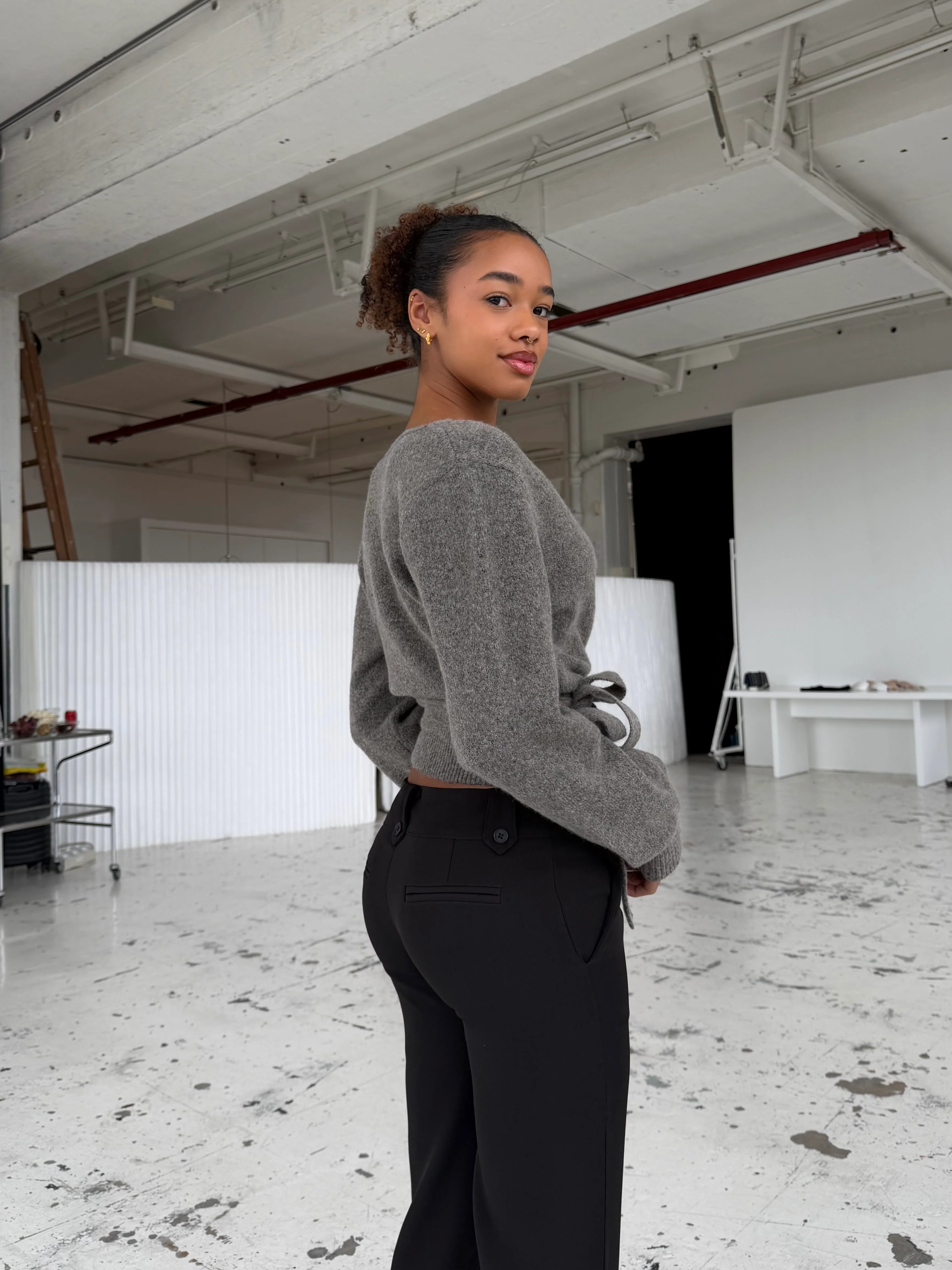 Wool blend wrap cardigan - hellgrau/braun - Image 3