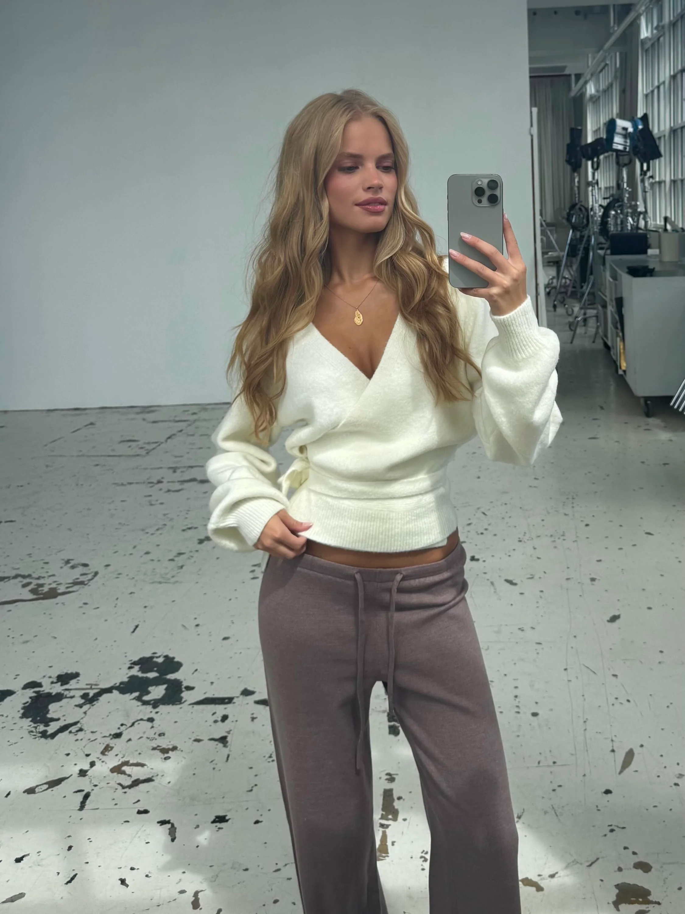 Wool blend wrap cardigan - Weiß